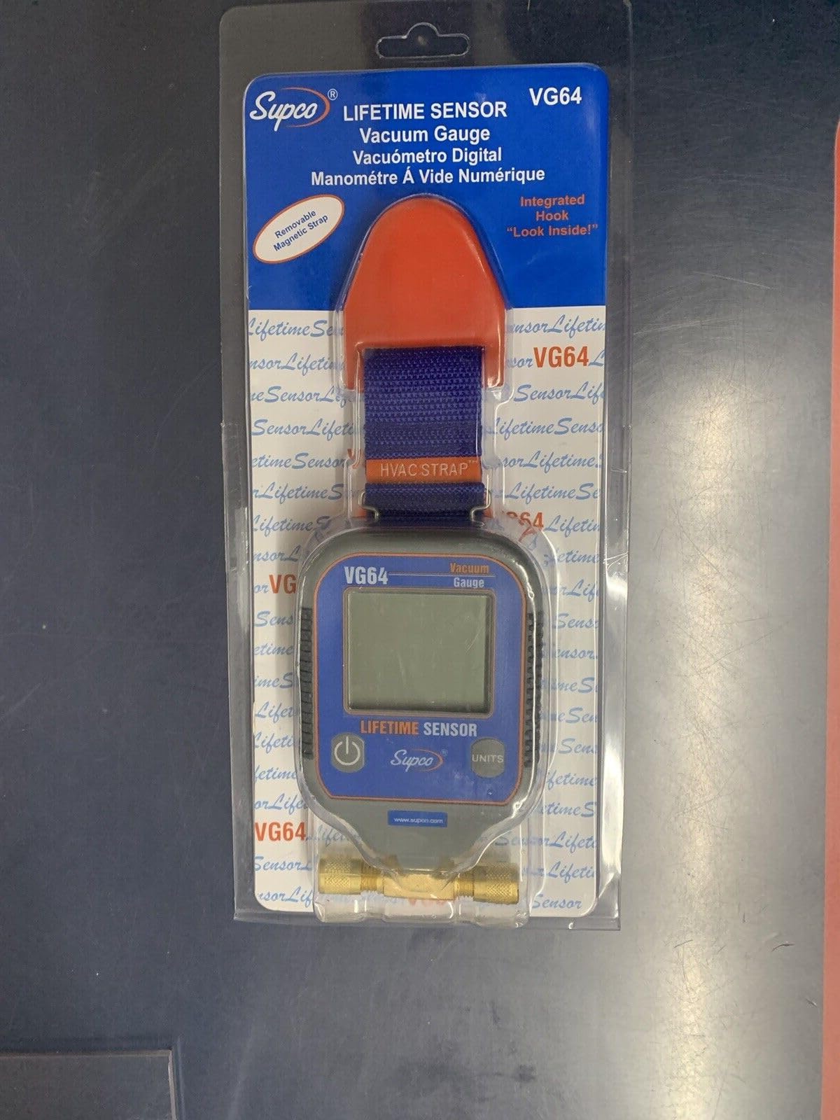 Supco VG64 Vacuum Gauge, Digital Display, 0-12000 microns Range, 10% Accuracy, 1/4