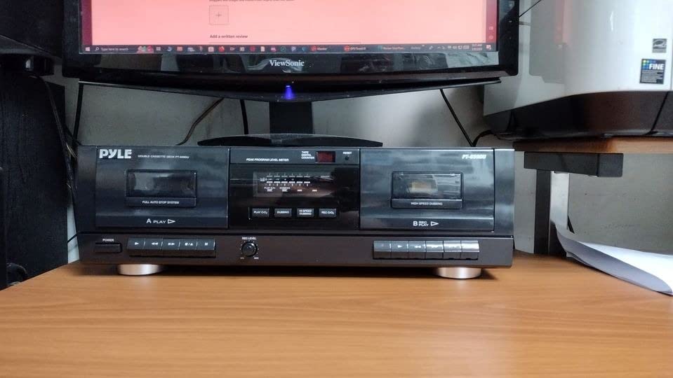 Pyle Dual Stereo Cassette Tape Deck - Clear Audio Double Player Recorder System w/ MP3 Music Converter, RCA for Recording, Dubbing, USB, Retro Design - For Standard / CrO2 Tapes, Home Use - PT659DU customer photo 1
