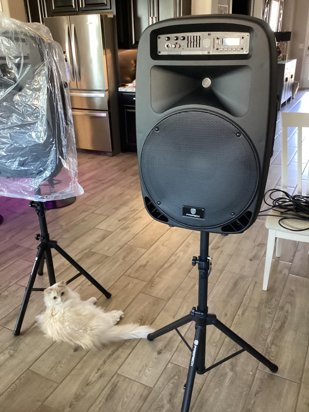 PRORECK Party 15 Portable 15-Inch 2000 Watt 2-Way Powered PA Speaker System Combo Set with Bluetooth/USB/SD Card Reader/FM Radio/Remote Control/LED Light customer photo 1