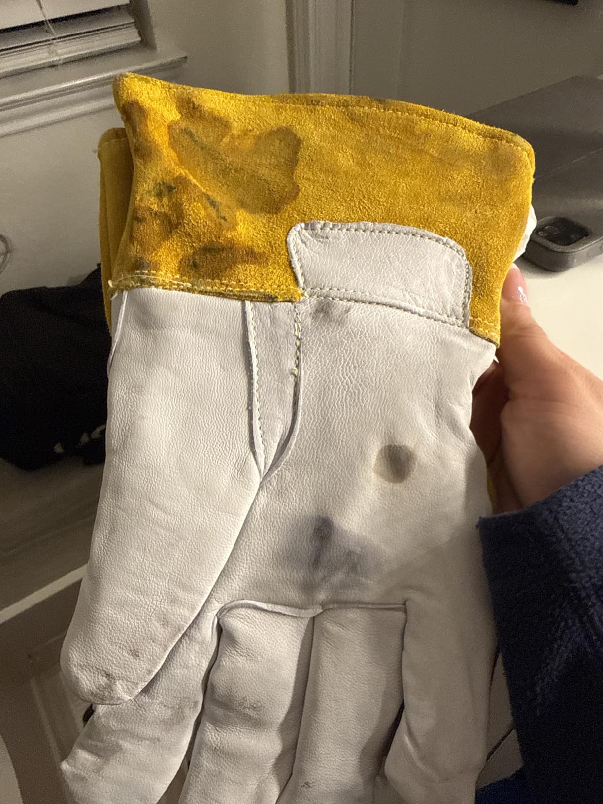 Tillman 48L Large Brown Top Grain Goatskin Fleece Lined Standard Grade MIG Welders Gloves with Straight Thumb, 3 1/2