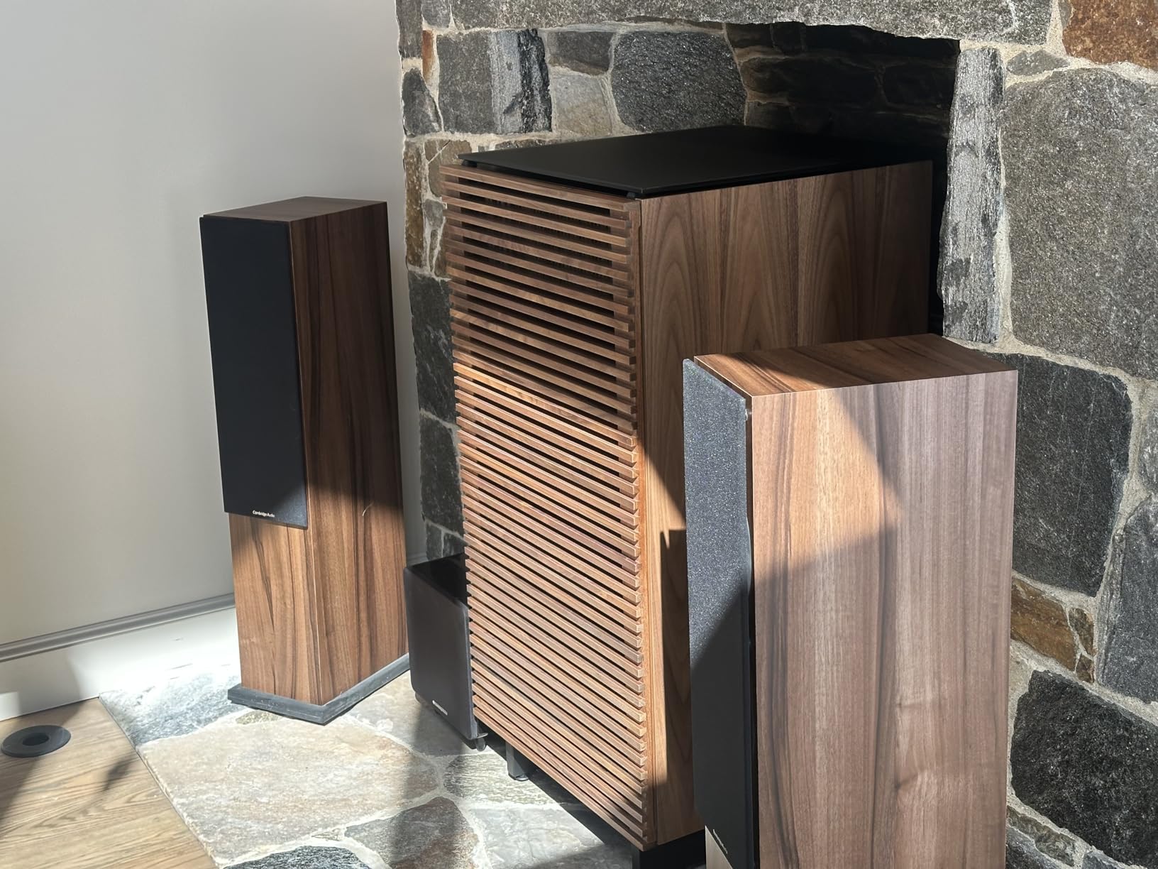BDI Corridor 8172-22'' Audio Cabinet with Flow-Through Ventilation, Cable Management, Adjustable Shelves, Louvered Doors, Satin-Etched Tempered Glass Top, Chocolate Stained Walnut customer photo 1