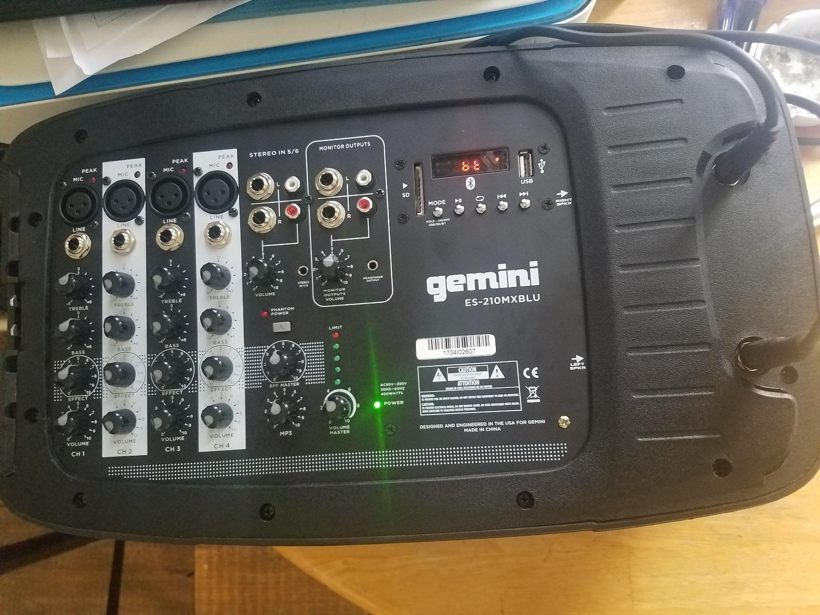 Gemini Portable PA System with Stands Bluetooth Speaker System with 6-Channel Mixer, Dual 10