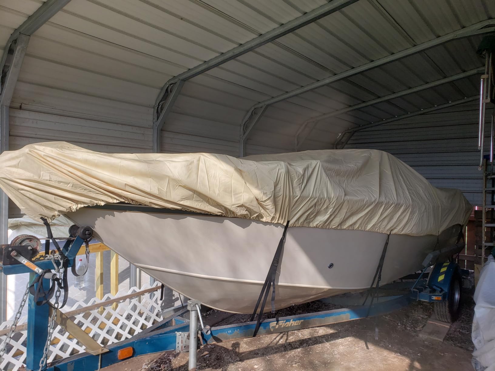 iCOVER Trailerable Boat Cover- 16'-18.5' Heavy Duty Waterproof Tarp Covers with Storage Bag, Fits V-Hull, Fish&Ski, Pro-Style, Fishing, Runabout, Bass Boats, up to 16ft-18.5ft Long X 94