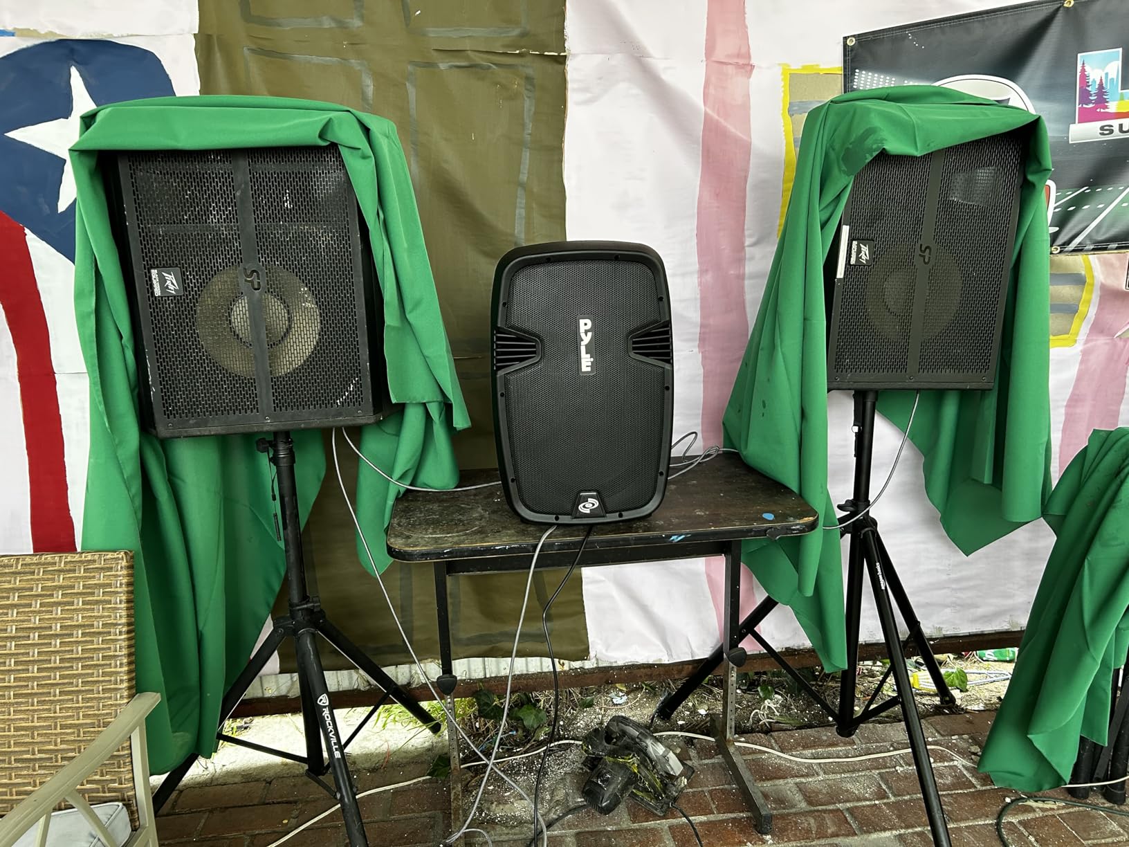 Wireless Portable PA Speaker System - 1800W High Powered Bluetooth Compatible Active + Passive Pair Outdoor Sound Speakers w/ USB SD MP3 AUX - 35mm Mount, 2 Stand, Microphone, Remote - Pyle PPHP1249KT customer photo 1