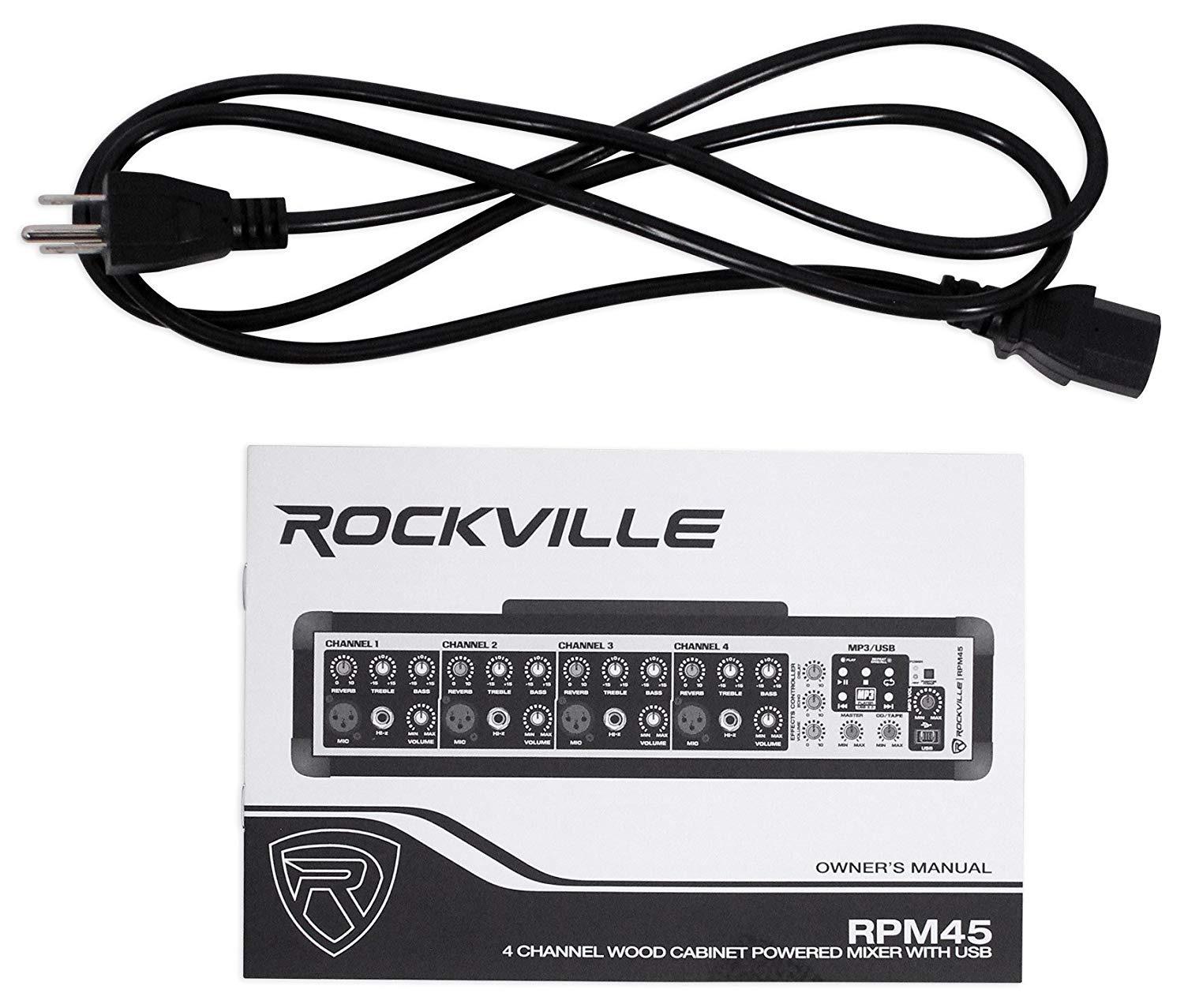 Rockville RPM45 1800w Powered 4-Channel Mixer Amplifier, USB, EQ, Effects, Phantom Power, Durable Wooden Enclosure, Compact Design, for Musicians and Small Venues customer photo 1
