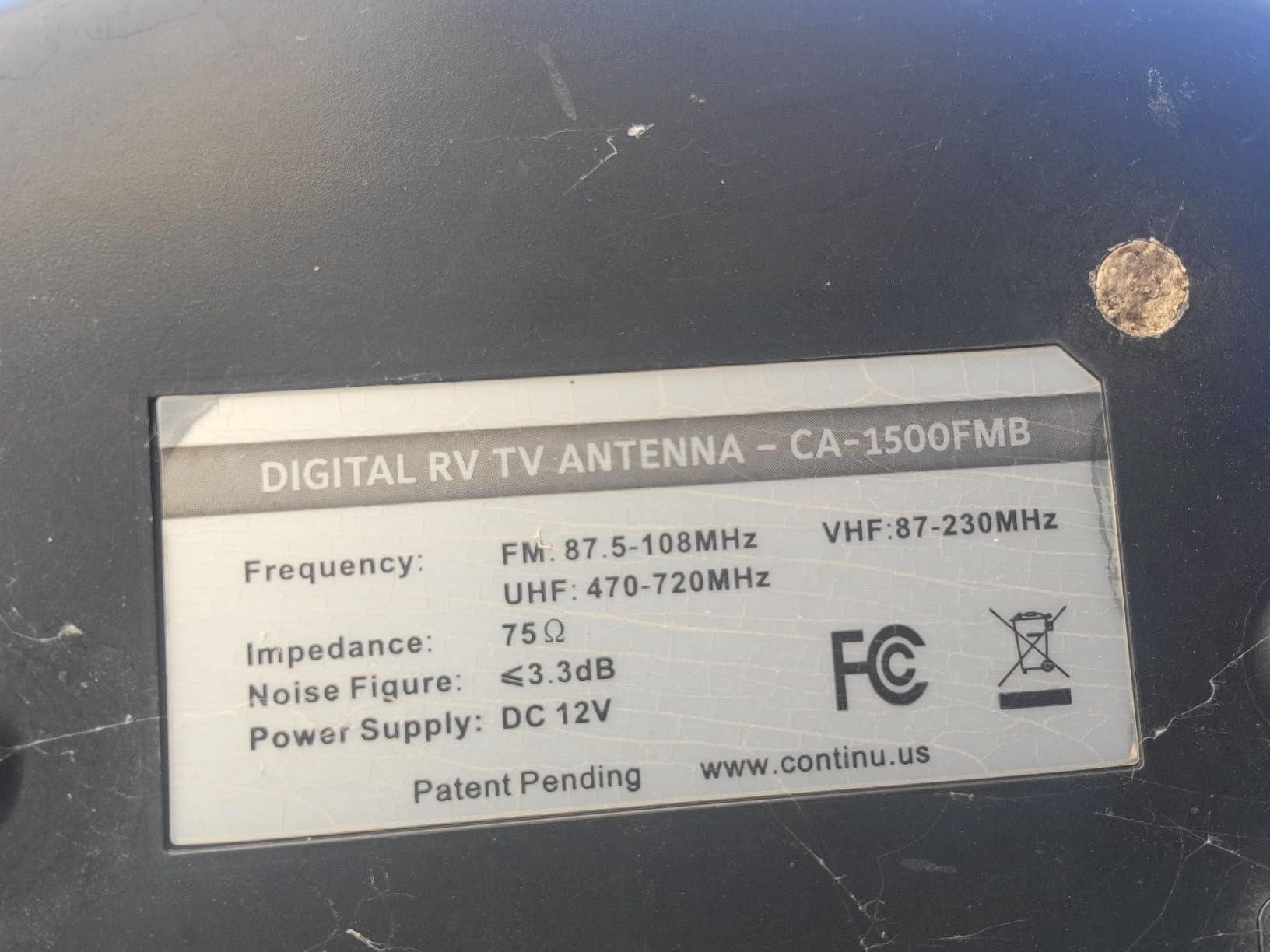 CONTINU.US Omni-Directional Amplified RV TV Antenna | CA-1500W, Digital TV 360° Reception, 55 Mile Range, Power Amplified Recreational Vehicle HD Caravan Antenna. Portable, Compact & Waterproof. White customer photo 2