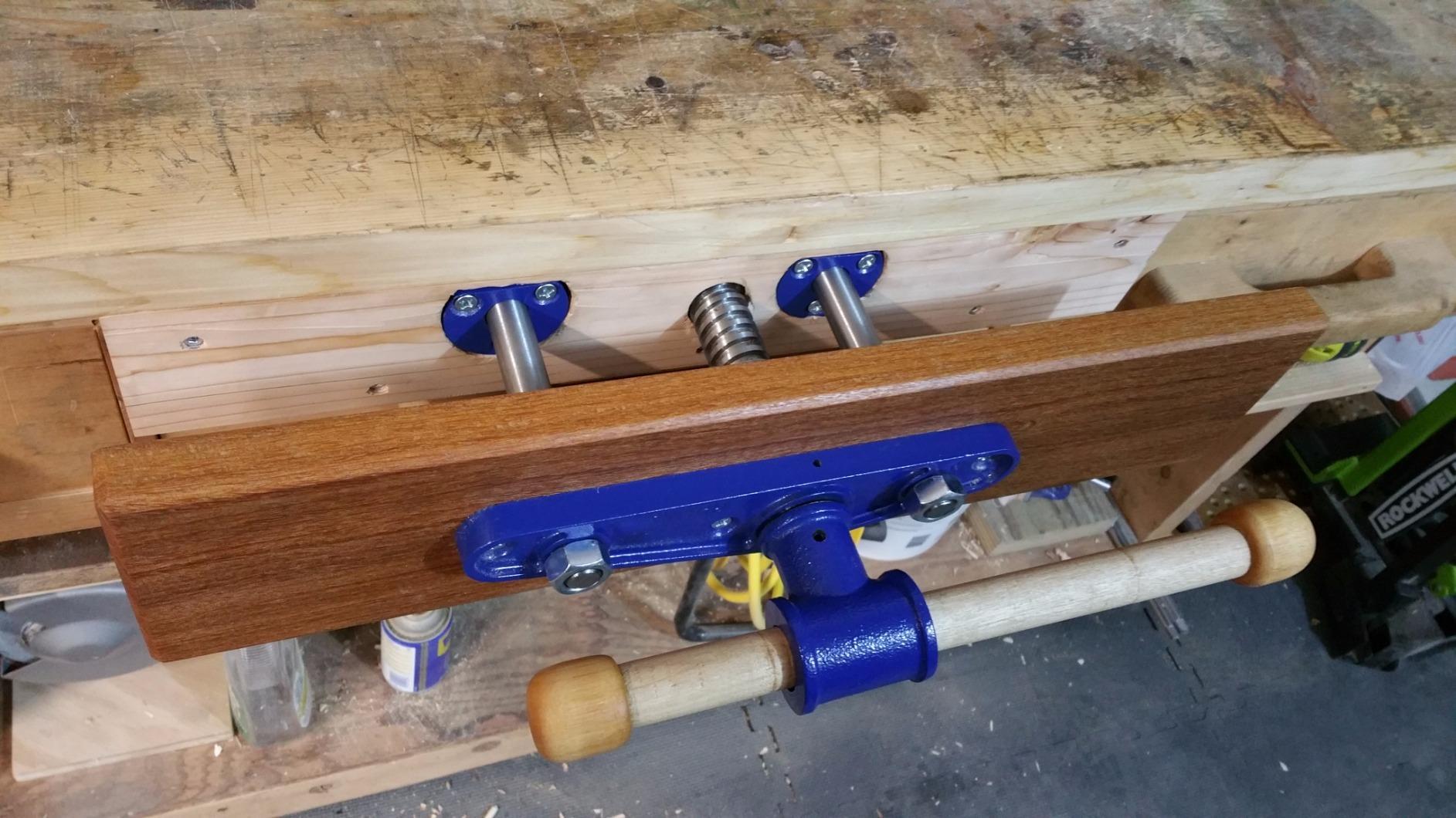 Yost Vises F10WW Woodworker's Vise | Front Vise | 10 Inch Woodworking Tool | Cast Iron Body Construction with a Solid Steel Main Screw | Blue customer photo 2