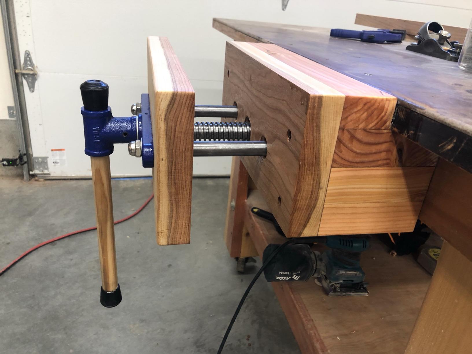 Yost Vises F9WW Front Vise | 9 Inch Woodworking Vise with guide bars | Blue customer photo 1