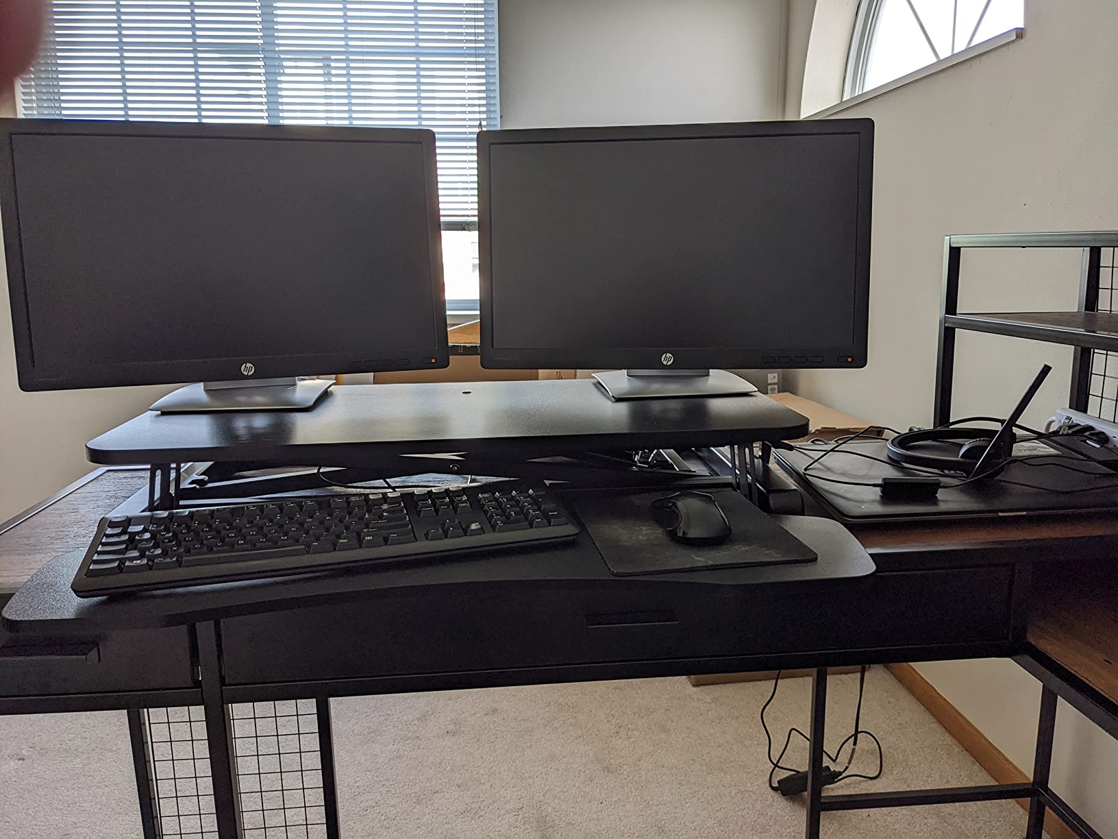 VIVO 32 inch Desk Converter, K Series, Height Adjustable Sit to Stand Riser, Dual Monitor and Laptop Workstation with Wide Keyboard Tray, Black, DESK-V000K customer photo 1