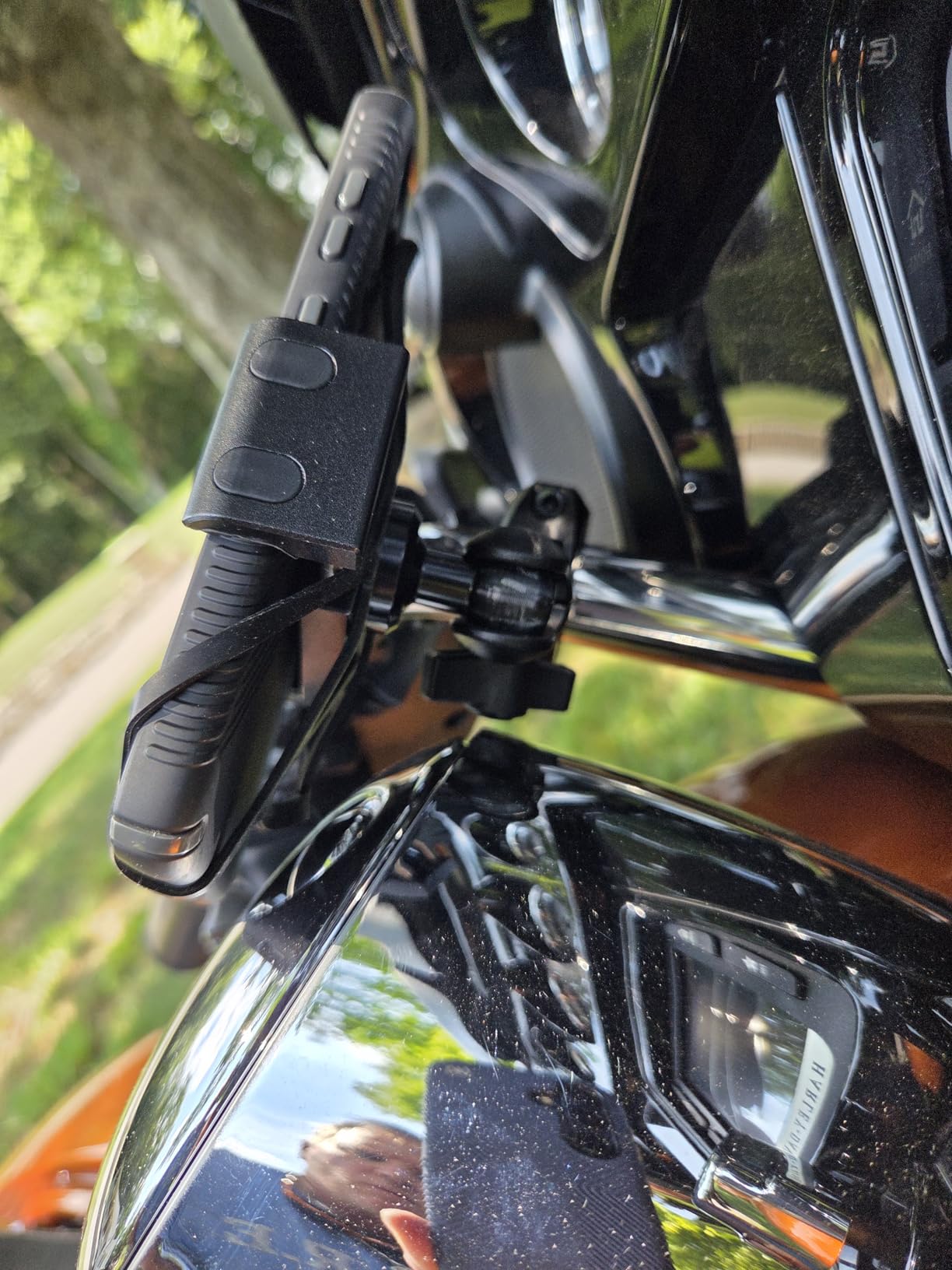 Tackform Black Motorcycle ALL METAL Phone Mount - 20MAXX Spring Cradle | BC3 Universal Clamp Fits 7/8