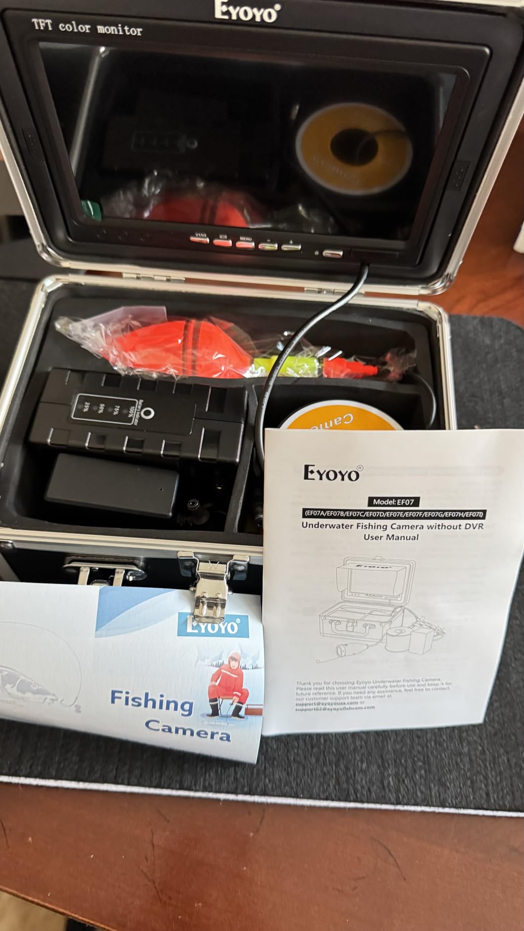 Eyoyo Underwater Fishing Camera 7 inch LCD Monitor Fish Finder Waterproof 1000TVL Fishing Camera 12pcs Infrared Lights for Lake, Boat, Ice Fishing customer photo 2