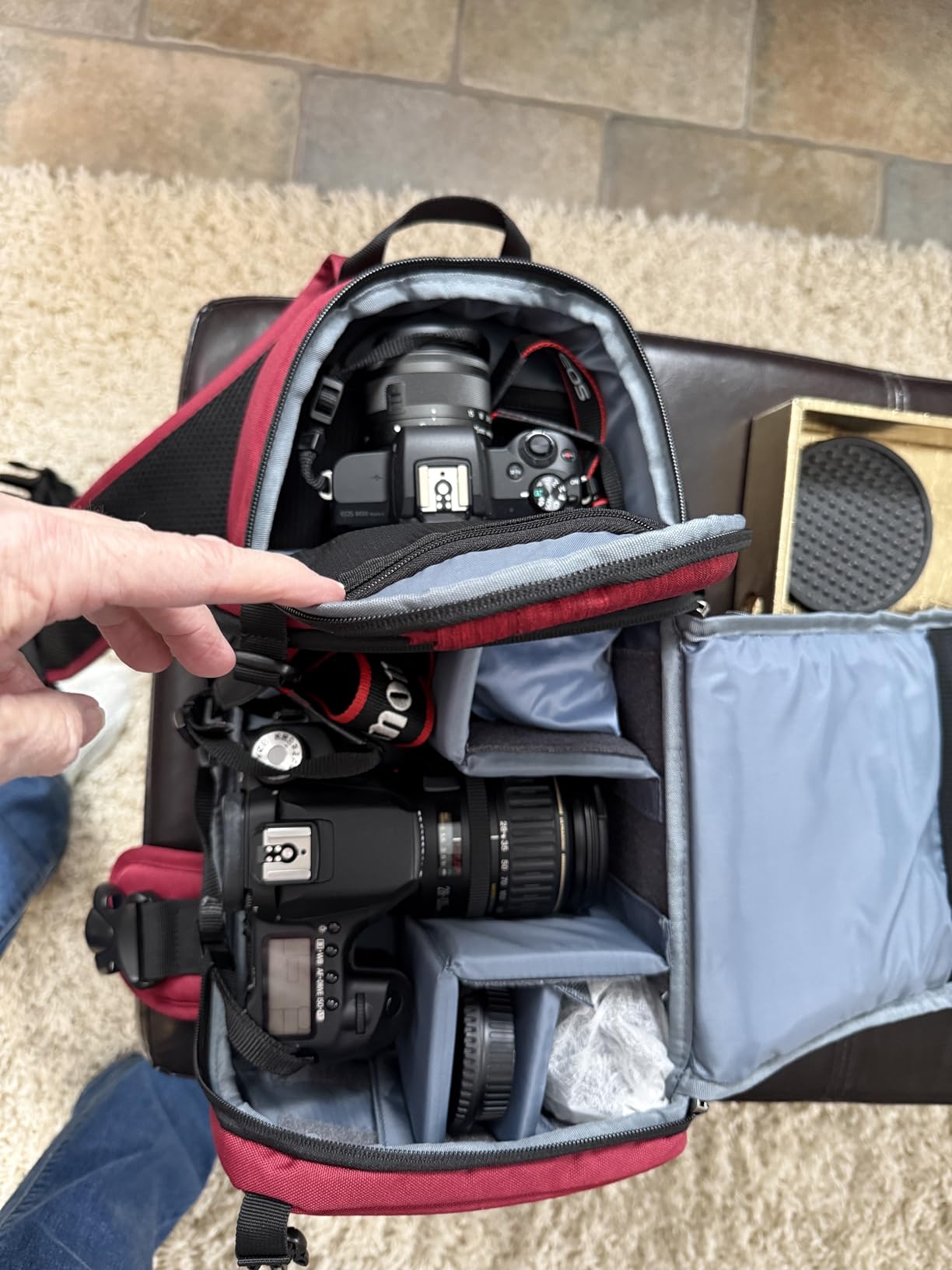 MOSISO Camera Sling Bag, DSLR/SLR/Mirrorless Camera Case Shockproof Photography Camera Backpack with Tripod Holder & Removable Modular Inserts Compatible with Canon/Nikon/Sony/Fuji, Black customer photo 1