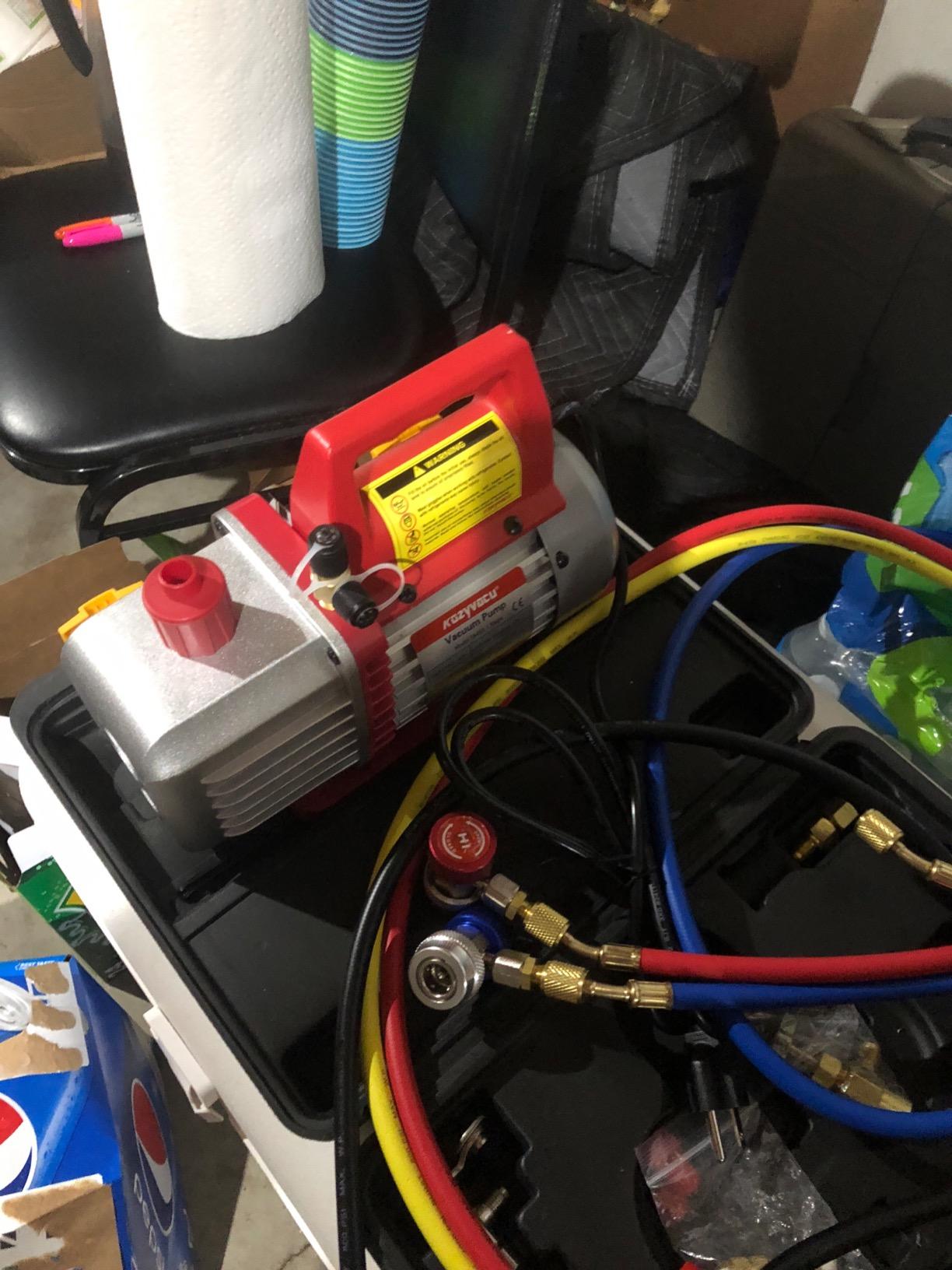 Orion Motor Tech 4 Way AC Gauge Set for R410a R22 R134a Refrigerant, 4 Valve Automotive AC Manifold with 5ft Hoses, R410a Adapters, Can Tap customer photo 1