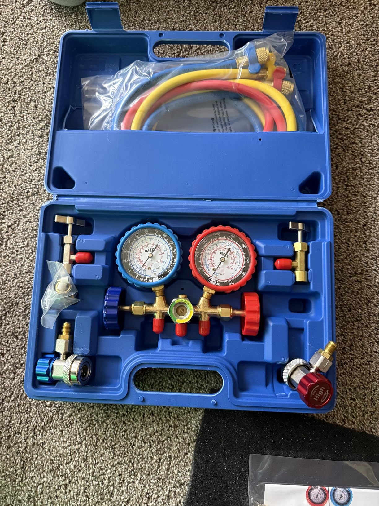 Orion Motor Tech AC Gauges, AC Manifold Gauge Set for R134a R12 R502 Refrigerant, 3 Way Car with 5FT Hoses Couplers & Adapter, Puncturing & Self Sealing Can Tap Freon Charge Kit customer photo 2