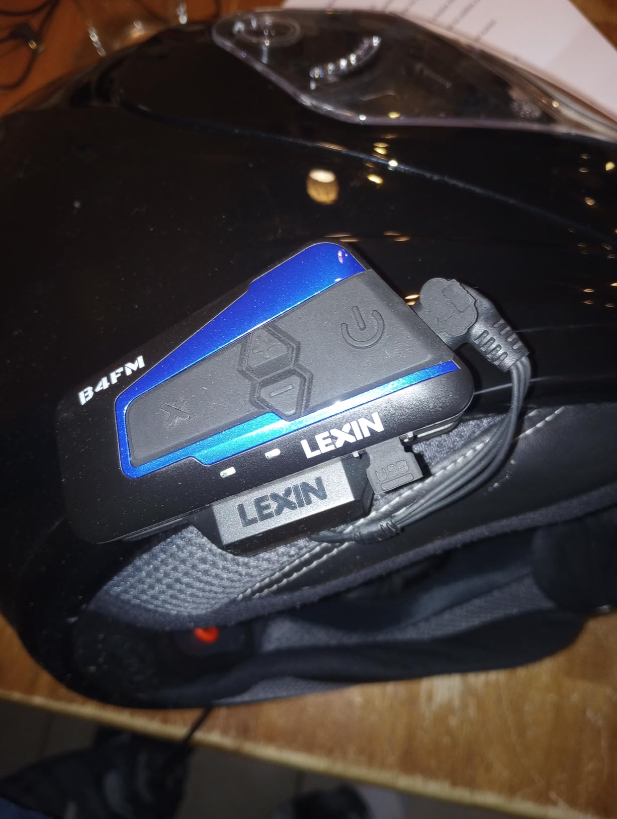 LEXIN B4FM Motorcycle Bluetooth Headset, 10 Riders Helmet Bluetooth Intercom, Universal IP67 Communication Systems with Music Sharing, Noise Cancellation, FM Radio, Fit for Snowmobile, 2 Pack customer photo 1