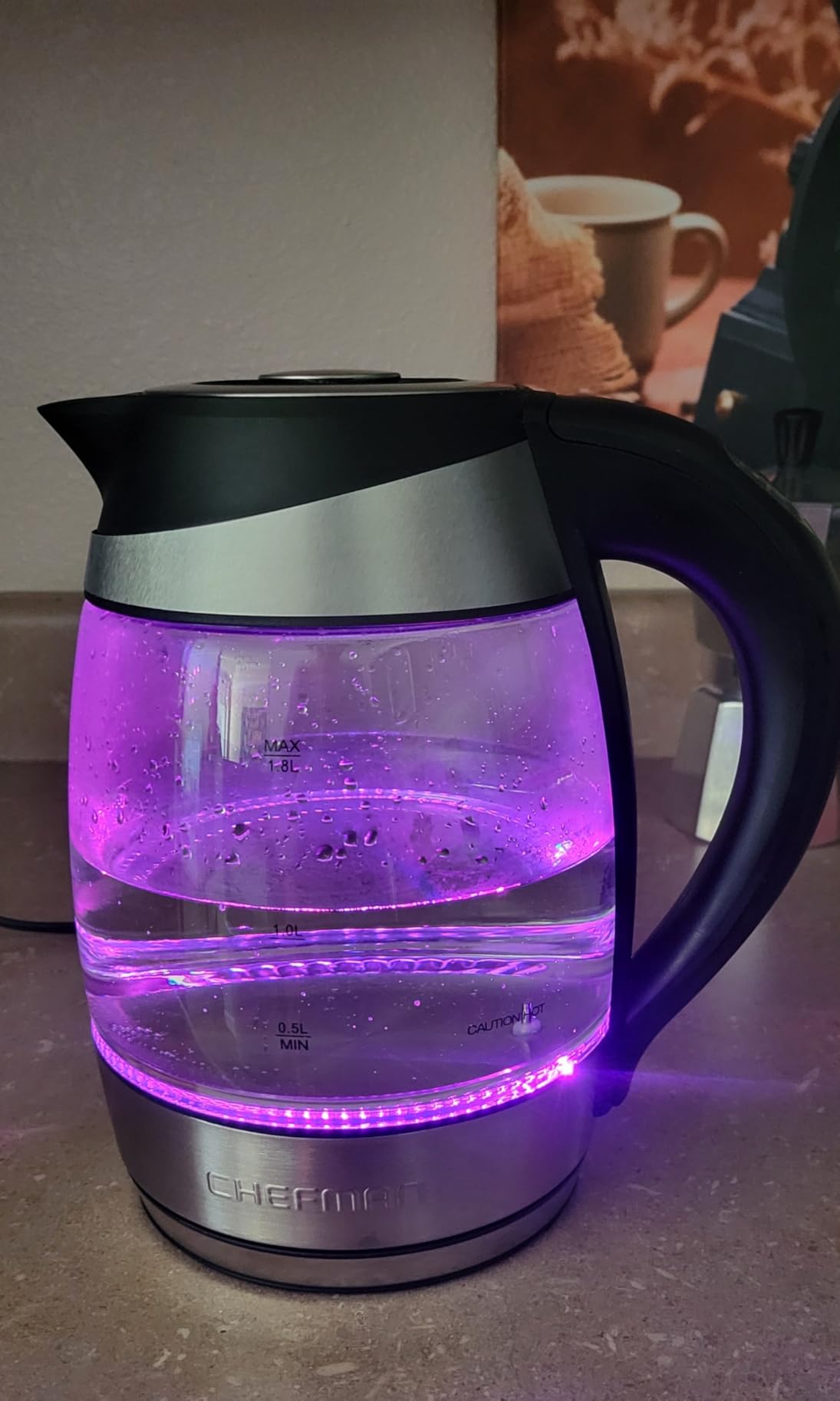 Chefman Electric Kettle with Temperature Control, 5 Presets LED Indicator Lights, Removable Tea Infuser, Glass Tea Kettle & Hot Water Boiler, 360 Degree Swivel Base, BPA Free, Stainless Steel, 1.8 Liters customer photo 2