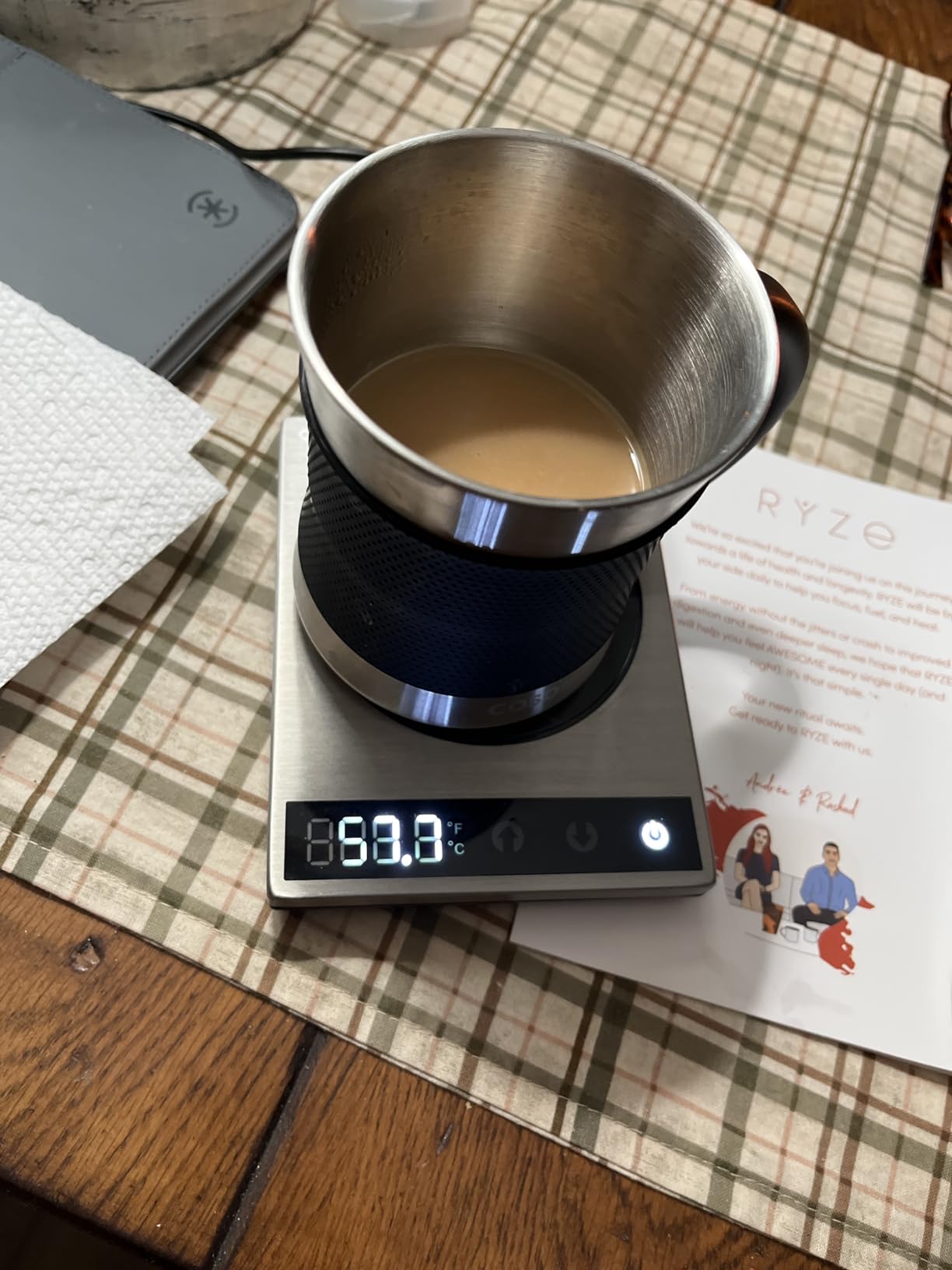 COSORI Coffee Mug Warmer & Mug Set for Desk, Cup Heater, Office & Christmas Gifts, 1°F Precise Temperature Control, Touch Tech & LCD Digital Display (77-194°F), 304 Stainless Steel, Silver/Black customer photo 1