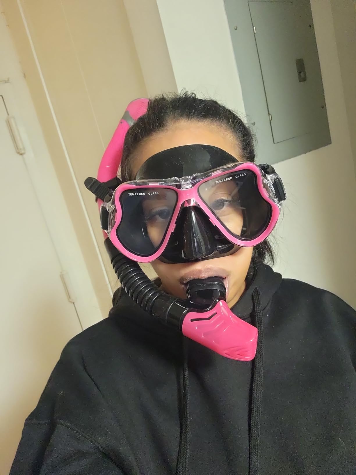 Greatever Dry Snorkel Set, Panoramic Wide View Anti-Fog Scuba Diving Mask, Professional Snorkeling Gear for Adults Kids customer photo 2