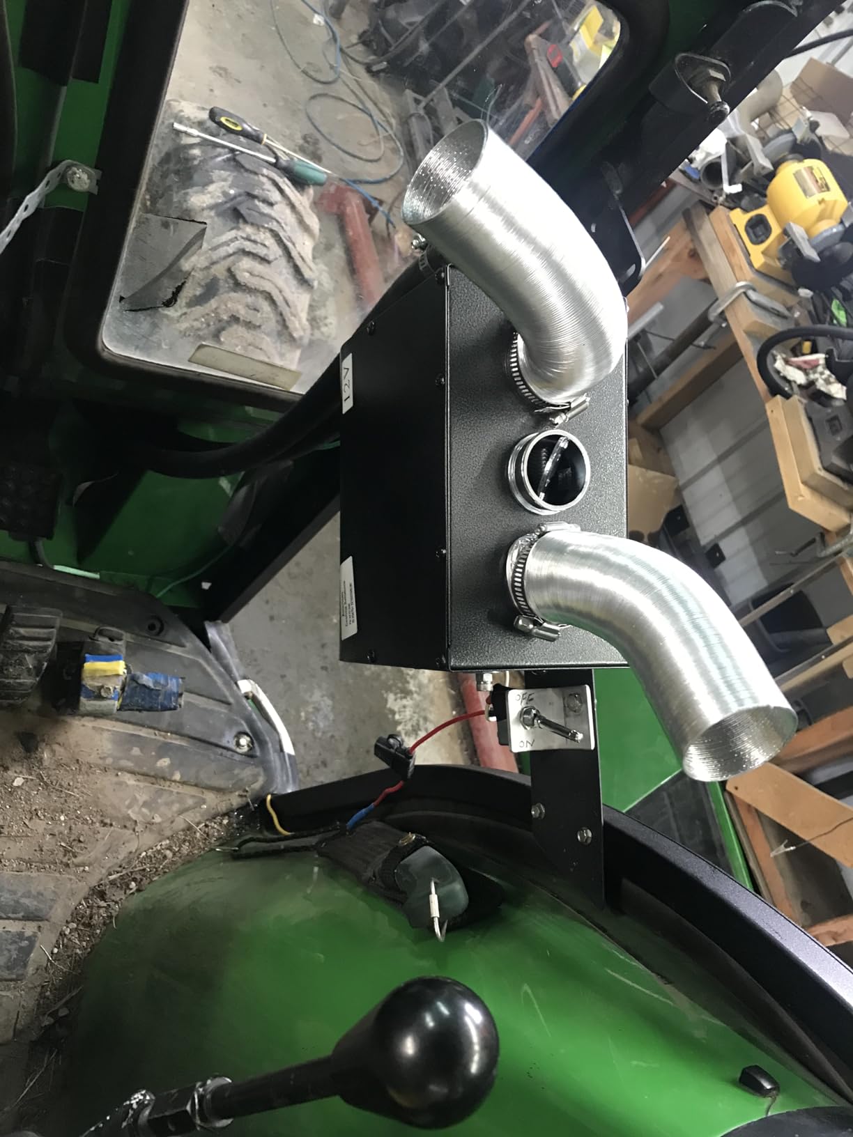 12 Volt Universal Auxiliary Cab Heater | 3,000 BTU | Fits Tractor, Truck, Bus, Van, Car, UTV | 2V Fan Motor & Heat Outlet Ports | Compact Size | Installation Kit Included customer photo 1