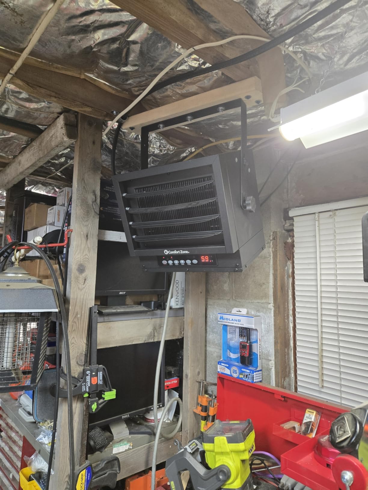 Comfort Zone 7500W Hard-Wired Garage Heater - Industrial & Commercial Ceiling Mount, 240V Fan-Forced with Remote, Digital Thermostat, Timer, 2 Heat Settings, Overheat Protection, Grey customer photo 1