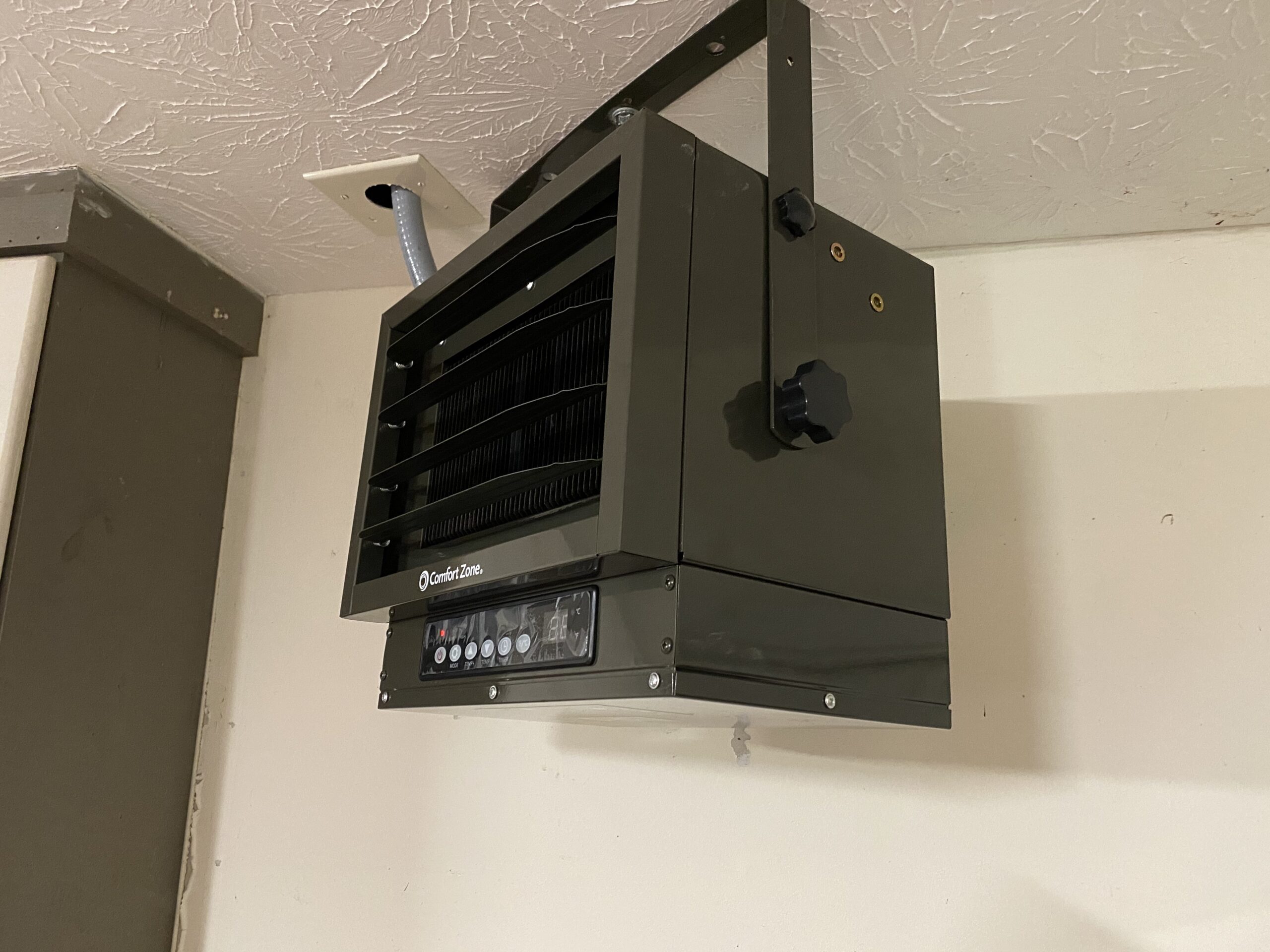 Comfort Zone 7500W Hard-Wired Garage Heater - Industrial & Commercial Ceiling Mount, 240V Fan-Forced with Remote, Digital Thermostat, Timer, 2 Heat Settings, Overheat Protection, Grey customer photo 2