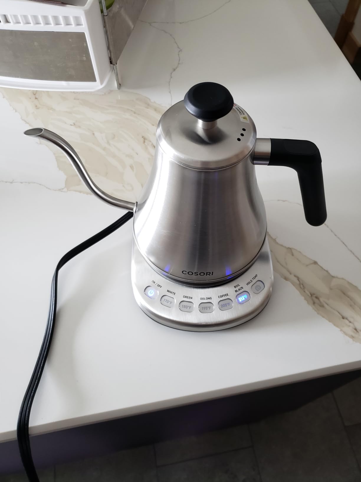 COSORI Electric Gooseneck Kettle with 5 Temperature Control Presets, Pour Over Kettle for Coffee & Tea, Hot Water Boiler, 100% Stainless Steel Inner Lid & Bottom, 1200W/0.8L customer photo 1