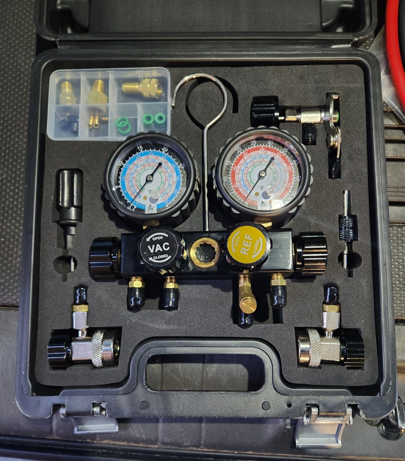 Lichamp HVAC Gauges with Hoses, AC Manifold Gauge Set R134A R410A R404A R22 Refrigerant Gauges customer photo 2