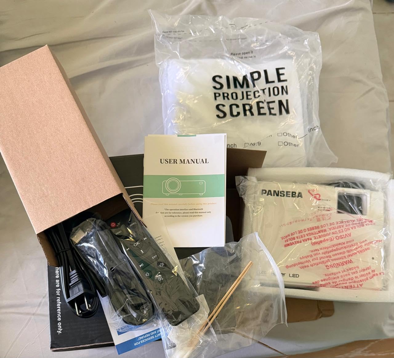 1080P Mini Projector with Screen, Portable Home Theater Movie Projector with Two-Way Bluetooth, HDMI/USB Input for Smartphone/TV Stick, Ideal for Indoor & Outdoor Use customer photo 1