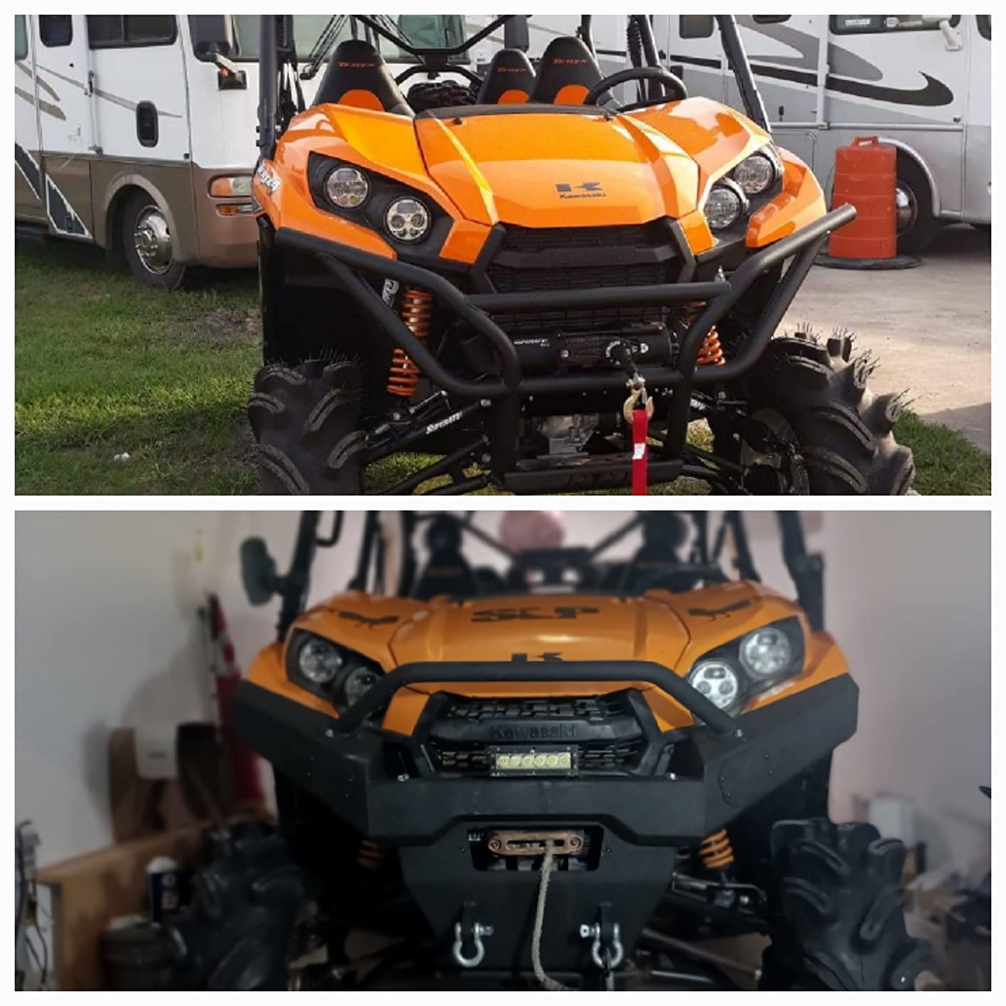 SuperATV Winch Ready Front Bumper Compatible With Kawasaki Teryx 800/4 800/4 750, Wrinkle Black, Thick Steel Plating, Pre-Fit for Any of Our Black Ops Winches -Tow Hooks for Added Utility customer photo 2