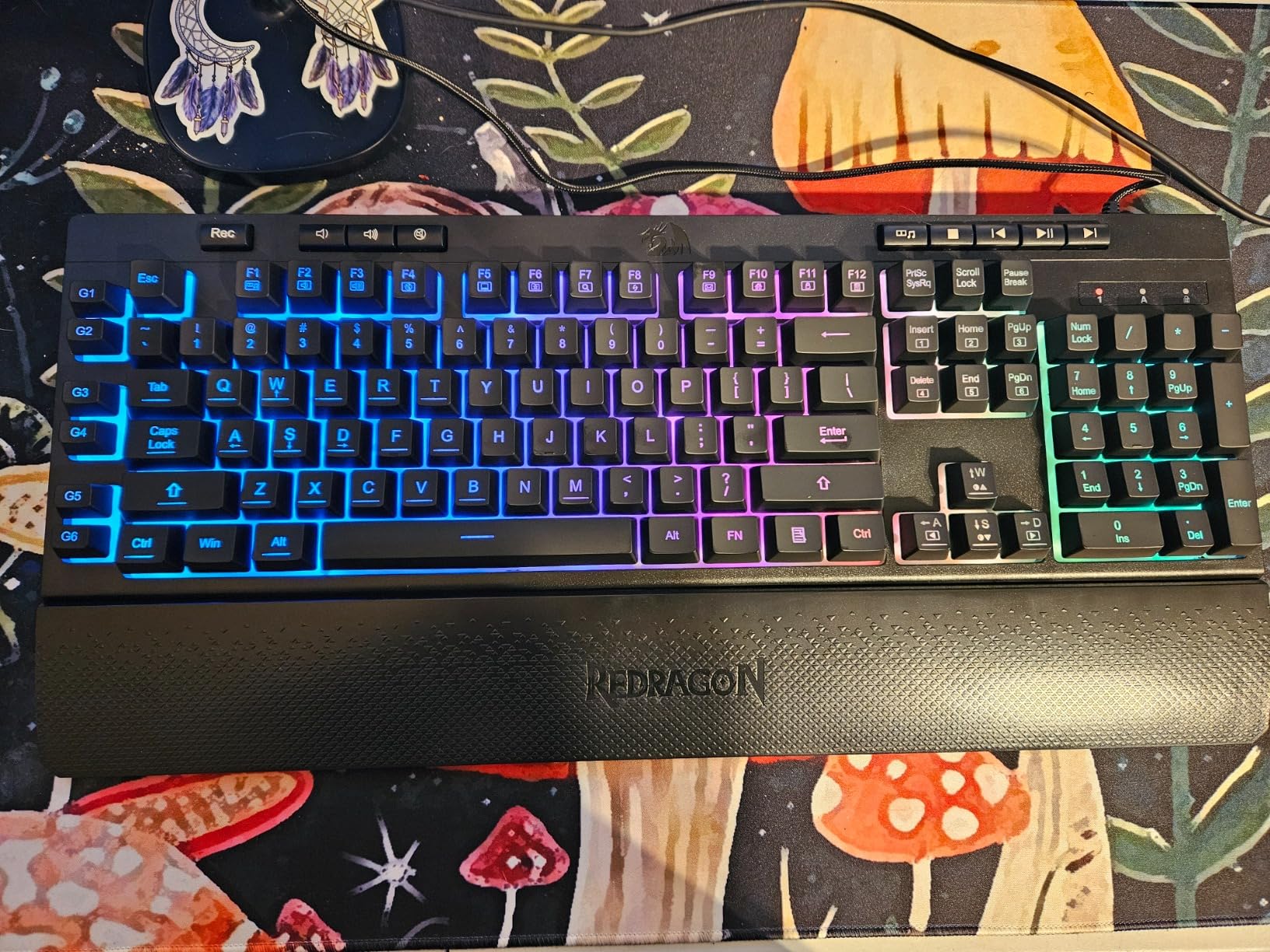 Redragon K512 Shiva RGB Backlit Membrane Gaming Keyboard with Multimedia Keys, Linear Mechanical-Feel Switch, 6 Extra On-Board Macro Keys, Dedicated Media Control, Detachable Wrist Rest customer photo 2