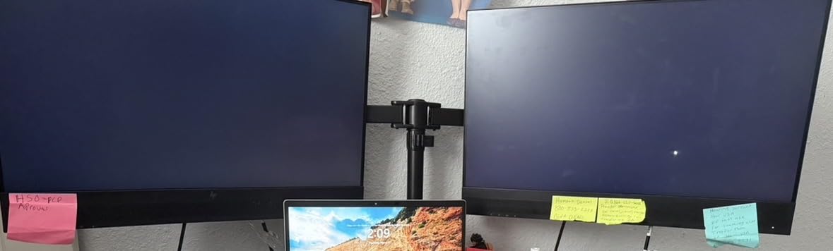ErGear Dual Monitor Stand, Heavy Duty Adjustable Monitor Desk Mount for 2 Screens up to 32 Inches, Fully Adjustable Height, Tilt, Swivel, Rotate, Supports 17.6 lbs per Monitor Arm, Easy Installation customer photo 1