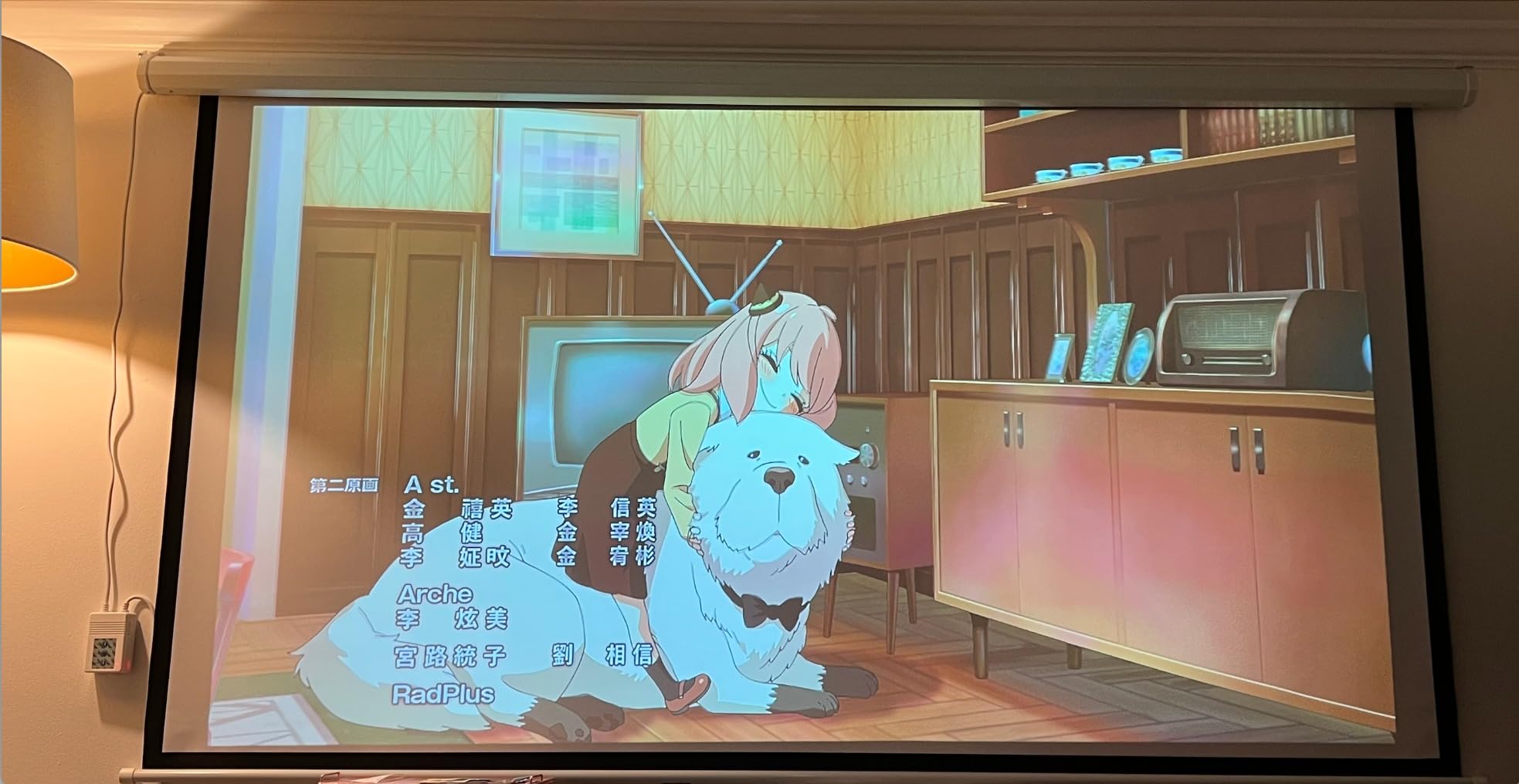 100 Inch Motorized Projector Screen - 16:9 HD Electric Movie Screen with Remote Control, Wall/Ceiling Mounted for Home Theater, Office, Wrinkle-Free Projection Screen for Indoor Use (White) customer photo 1