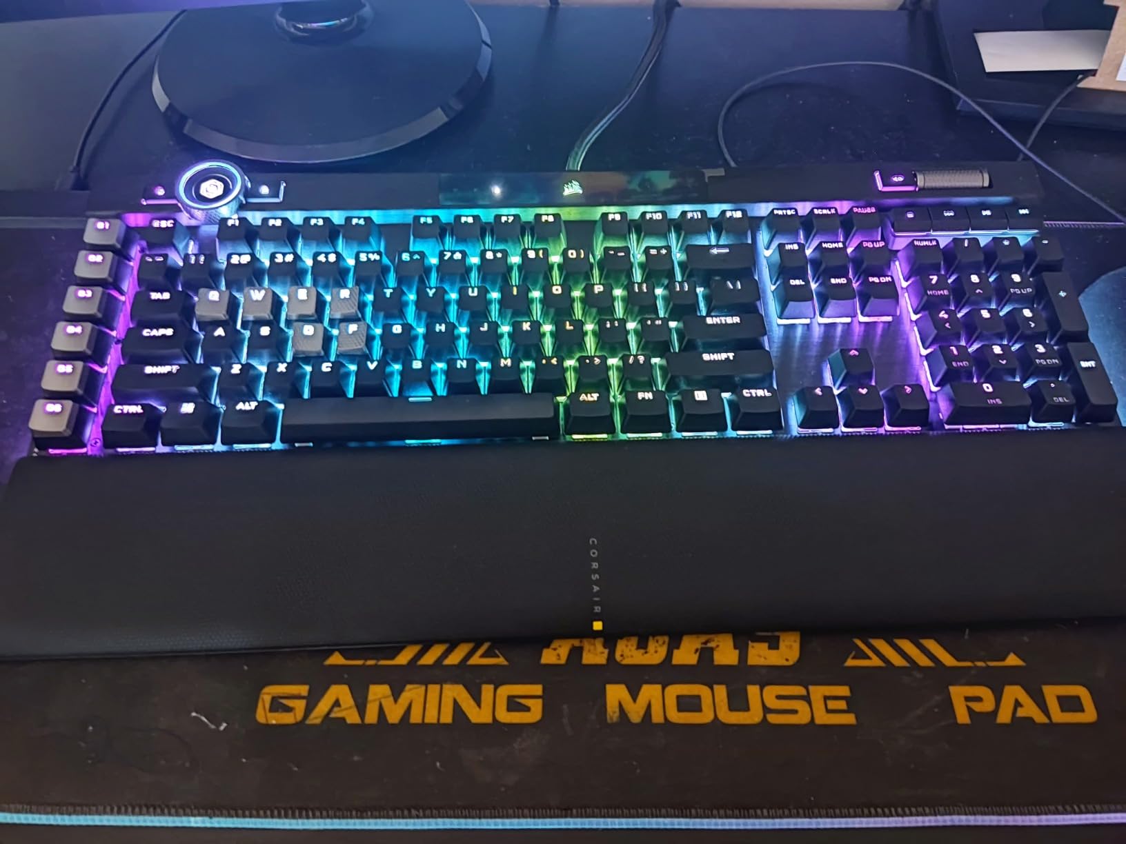 Corsair K100 RGB Mechanical Gaming Keyboard - Cherry MX Speed RGB Silver Keyswitches - PBT Double-Shot Keycaps - Elgato Stream Deck and iCUE Compatible - QWERTY NA Layout - Black customer photo 1