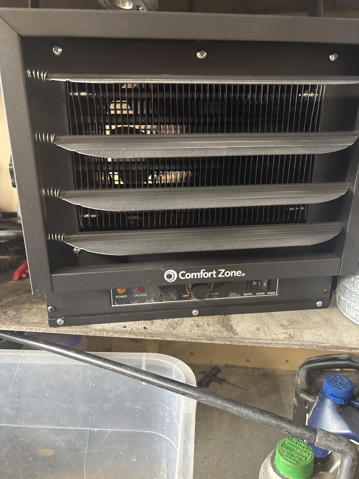 Comfort Zone Hard-Wired Ceiling Mount Garage Electric Space Heater, Fan-Forced, 5,000 watt, 240 volt, Overheat Protection, Thermal Cut-Out Switch, Ideal for Workshop & Garage, ETL Compliant, CZ220BK customer photo 1