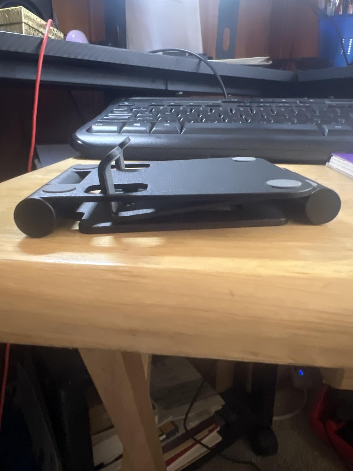 Nulaxy Dual Folding Cell Phone Stand, Fully Adjustable Foldable Desktop Phone Holder Cradle Dock Compatible with iPhone 17 16 15 14 13 12 11 Pro Max Xs Xr X 8, Nintendo Switch, All Phones - Gray customer photo 1