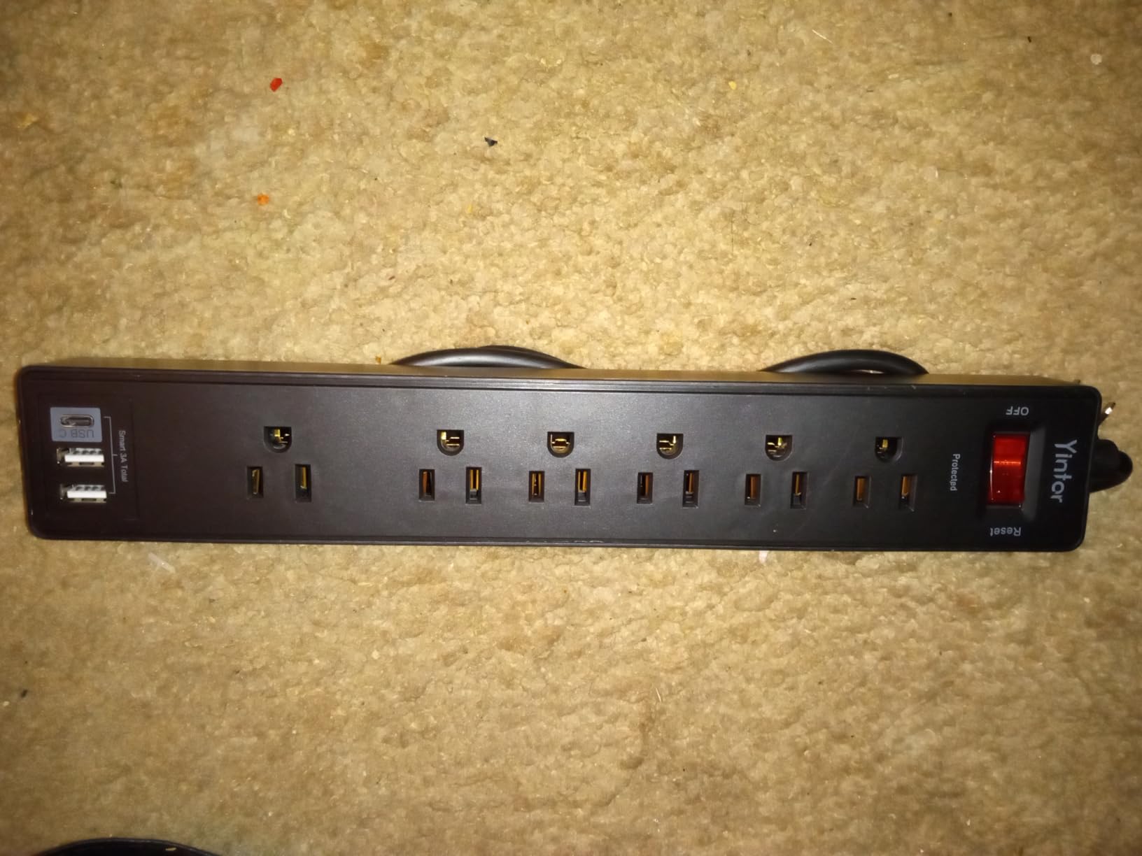 6Ft Power Strip Surge Protector - Yintar Extension Cord with 6 AC Outlets and 3 USB Ports for for Home, Office, Dorm Essentials, 1680 Joules, ETL Listed, (Black) customer photo 2