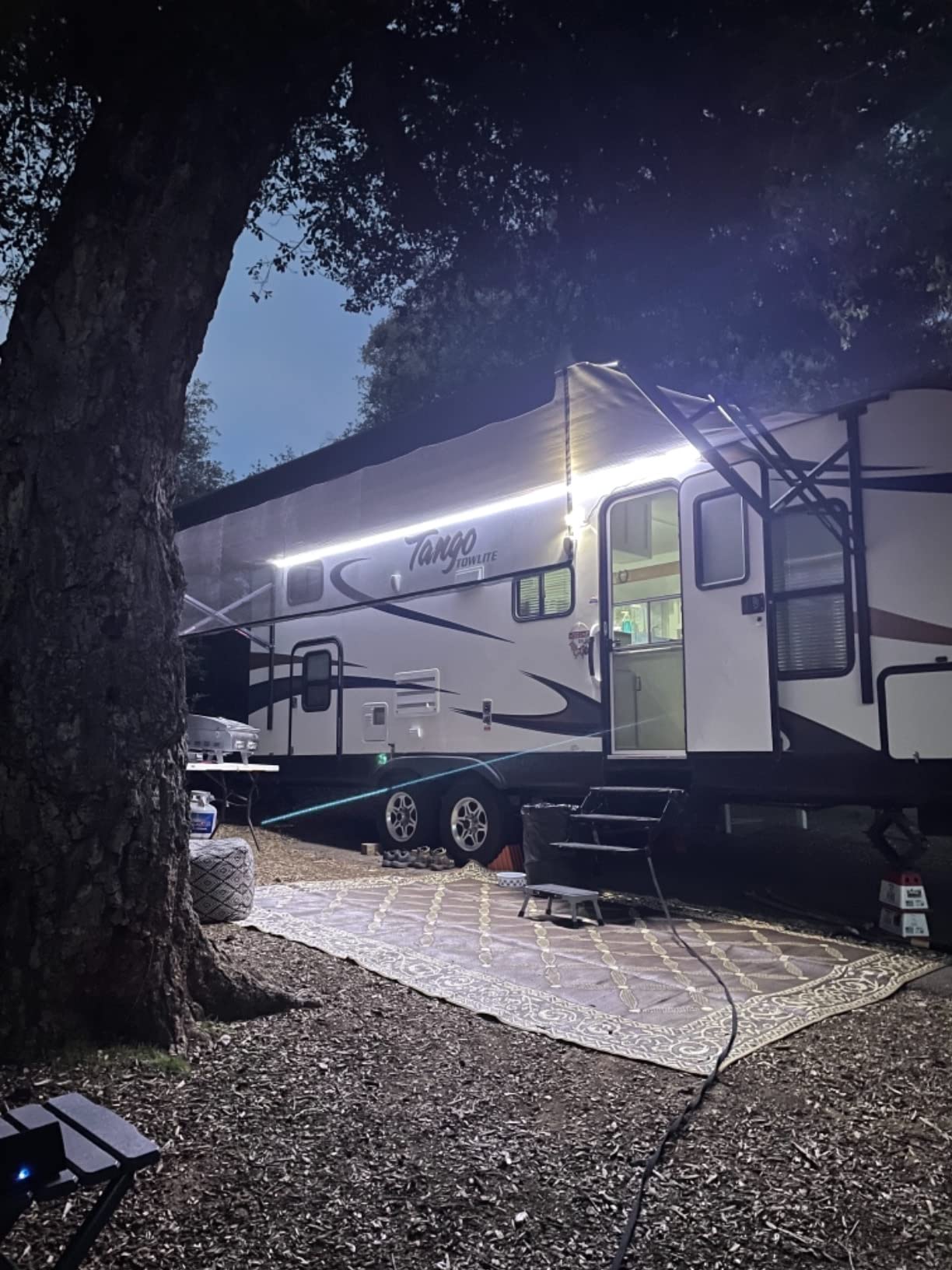RV Led Awning Party Light, Led Awning Strip Light for Camper Motorhome Travel Trailer Concession Stands Food Trucks, Light Up Canopy Area for BBQ Play Cards, 5m(16.4ft), Dc 12v, White customer photo 1