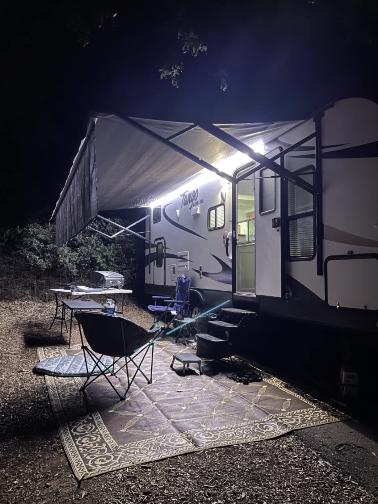 RV Led Awning Party Light, Led Awning Strip Light for Camper Motorhome Travel Trailer Concession Stands Food Trucks, Light Up Canopy Area for BBQ Play Cards, 5m(16.4ft), Dc 12v, White customer photo 2