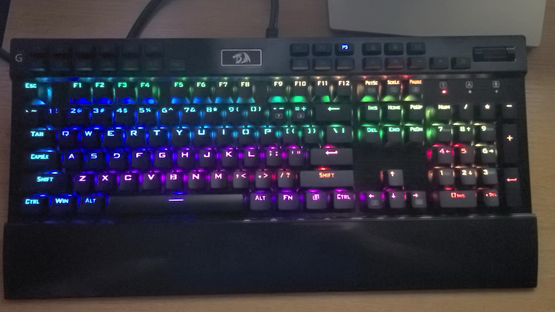 Redragon K550 RGB Gaming Keyboard, 104 Keys + 12 Macro G Keys Wired Mechanical Keyboard w/Aluminum Top Plate, Custom Clicky Purple Switch, Extra USB Port & Wrist Rest customer photo 2
