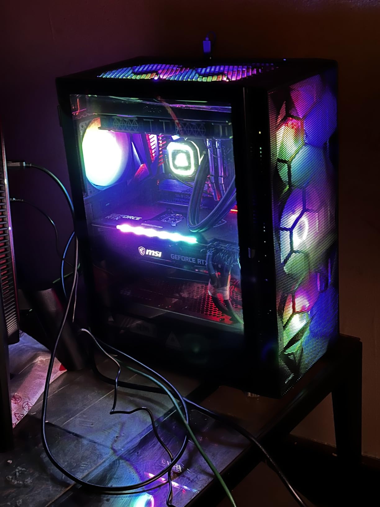 Montech X3 Mesh, 6 Fans - 3X 140mm & 3X 120mm Fixed RGB Lighting Fans, ATX Mid-Tower PC Gaming Case, USB3.0, Door Open Tempered Glass Side Panel, High Airflow, Black customer photo 1