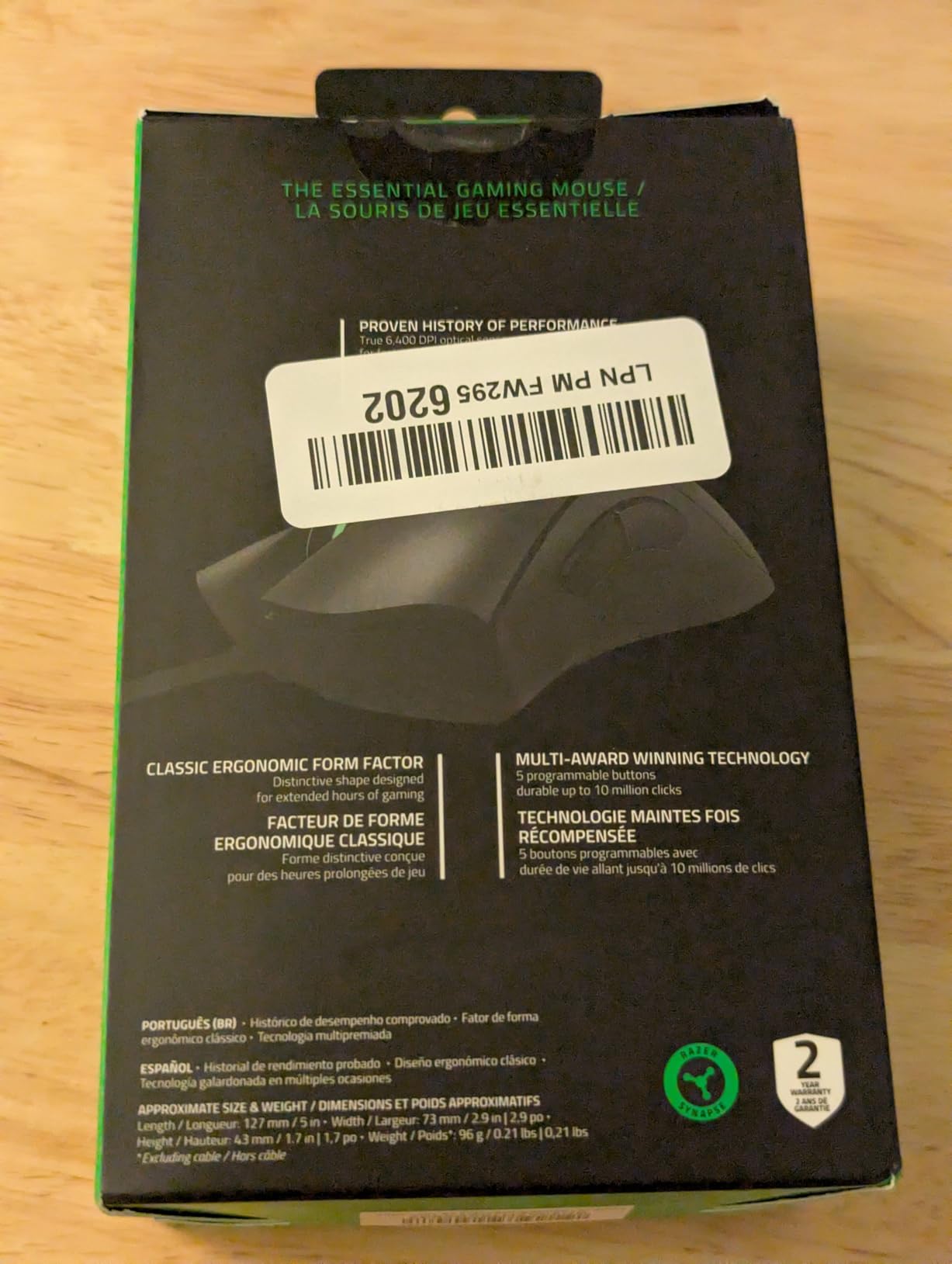 Razer DeathAdder Essential Gaming Mouse: 6400 DPI Optical Sensor - 5 Programmable Buttons - Mechanical Switches - Rubber Side Grips - Classic Black customer photo 2