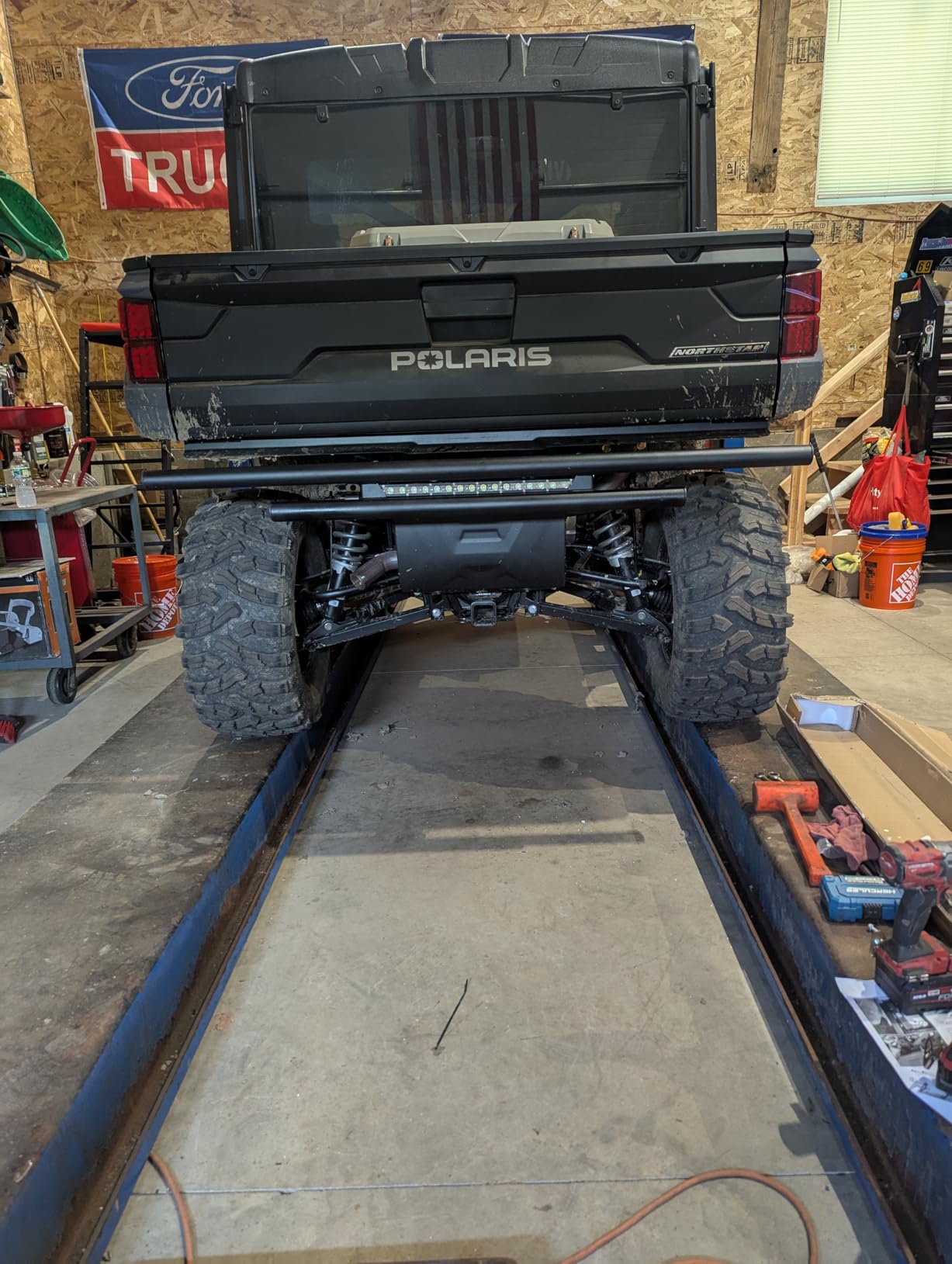 KUAFU Rear Bumper Guard Compatible with 2018-2025 Polaris Ranger 1000 XP/North Star Edition Double-Tube Rear Bumper Brush Guard Wrinkle customer photo 2