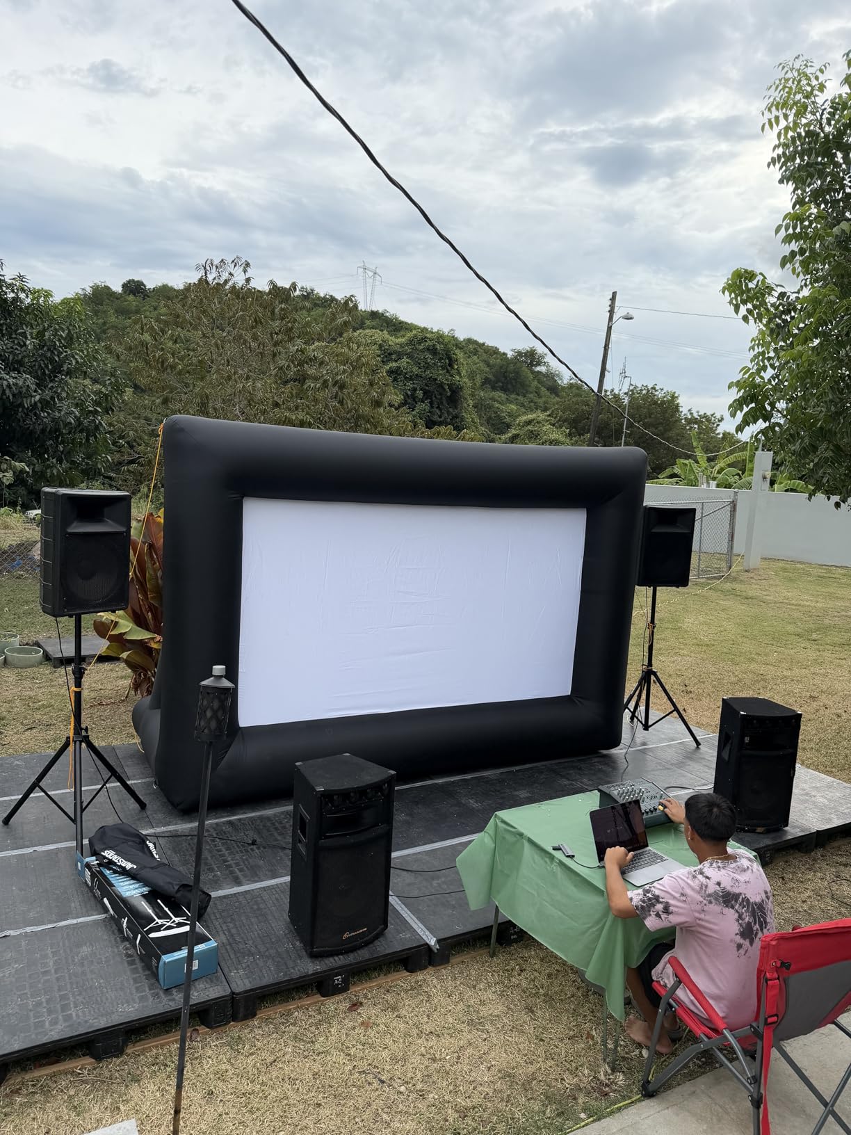Inflatable Projector Screen - 14FT Outdoor Movie Screen Blow Up for Movie Parties Backyard Outside with Air Blower and Carry Bag, Front and Rear Projection customer photo 1
