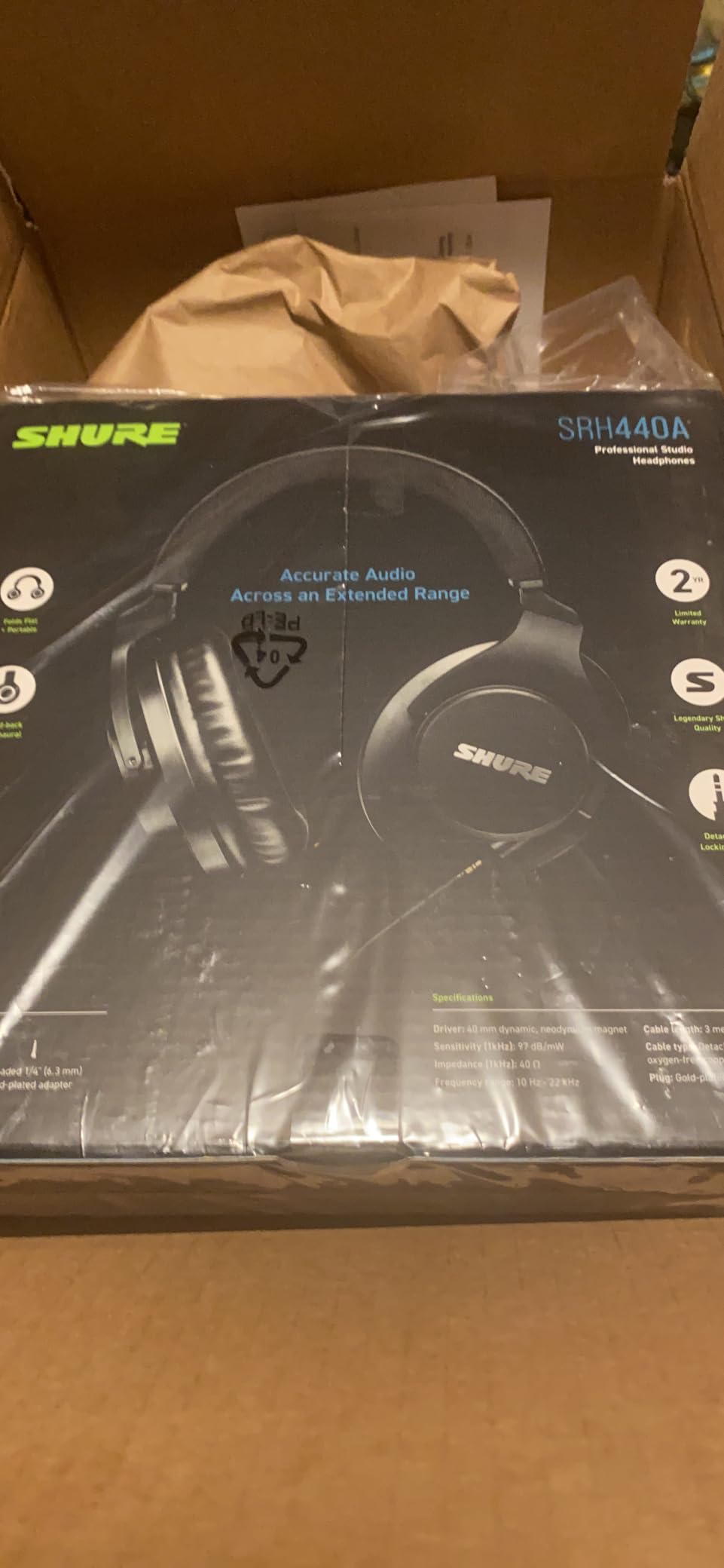 Shure SRH440A Professional Over-Ear Wired Studio Headphones - Monitoring & Recording Headphones with Enhanced Frequency Response, Adjustable & Collapsible Design, Works with All Audio Devices, Black customer photo 1