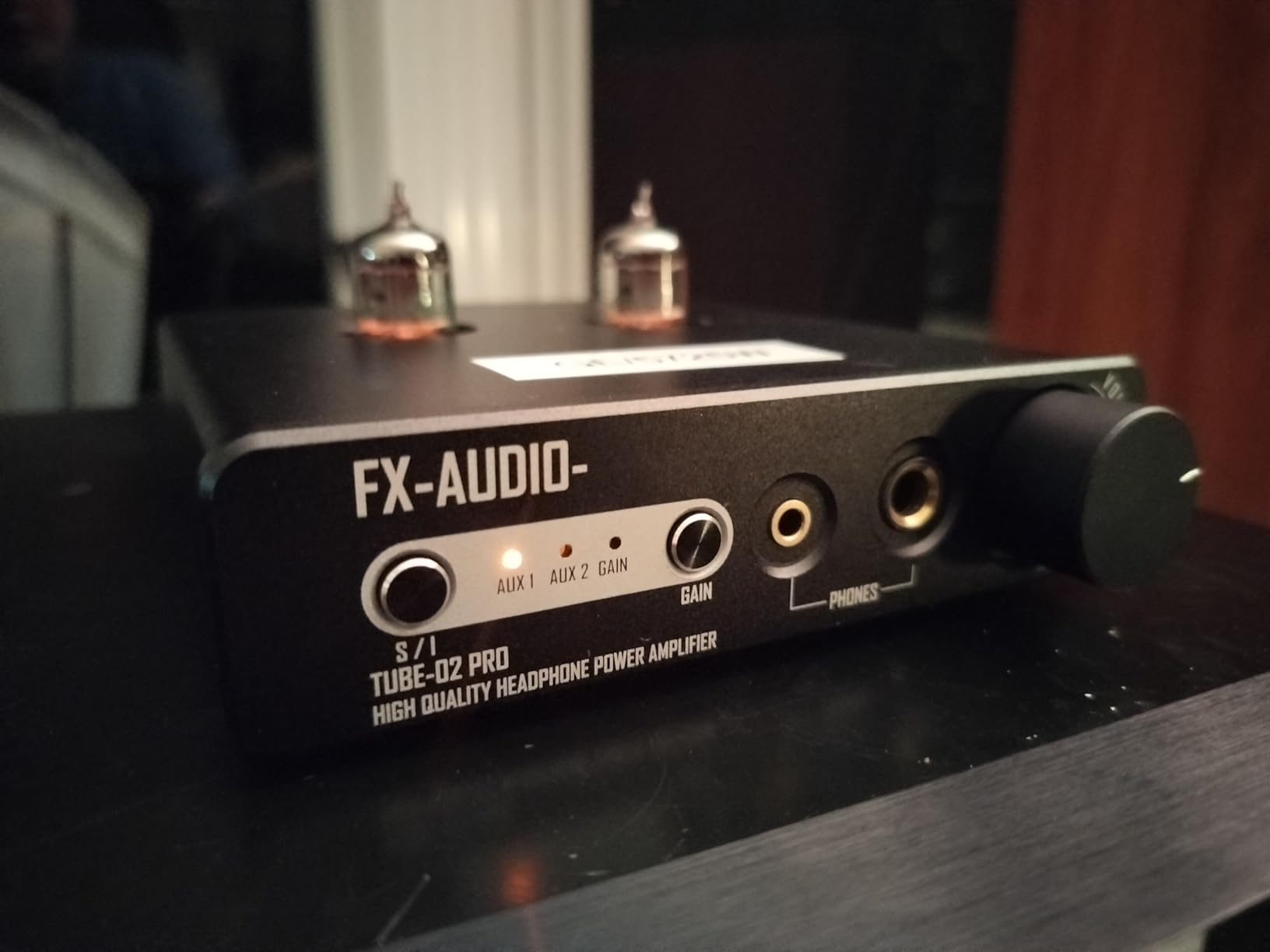 FX-Audio Tube-02 Pro Tube Headphone Amplifier, Vacuum 5725 Tube Preamp, Mini Hi-Fi Integrated Stereo Class A amp Supports 32-600 ohms of Headphones, for Stereo Amplifier/Active Speaker customer photo 1