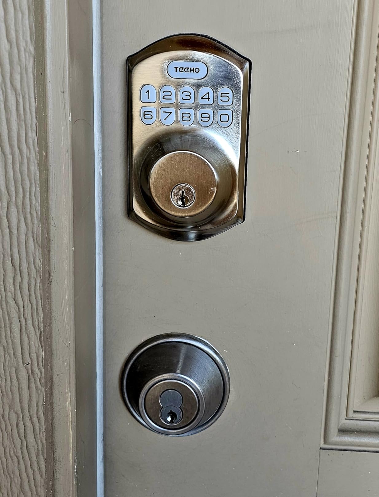 TEEHO TE001 Keyless Entry Door Lock with Keypad - Smart Deadbolt Lock for Front Door with 2 Keys - Auto Lock - Easy Installation - Satin Nickel customer photo 2