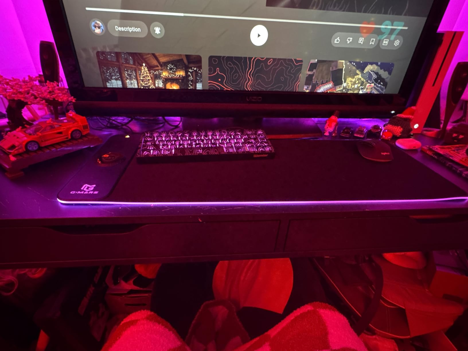 Gimars RGB Gaming Mouse Pad, 15W Wireless Charging Mousepad with 10 Light Modes, Large Mousepad with Premium Smooth Surface, Non-Slip Mouse Mat for Gaming, Desk, PC, Office, 31.5x11.8x0.16inch customer photo 2