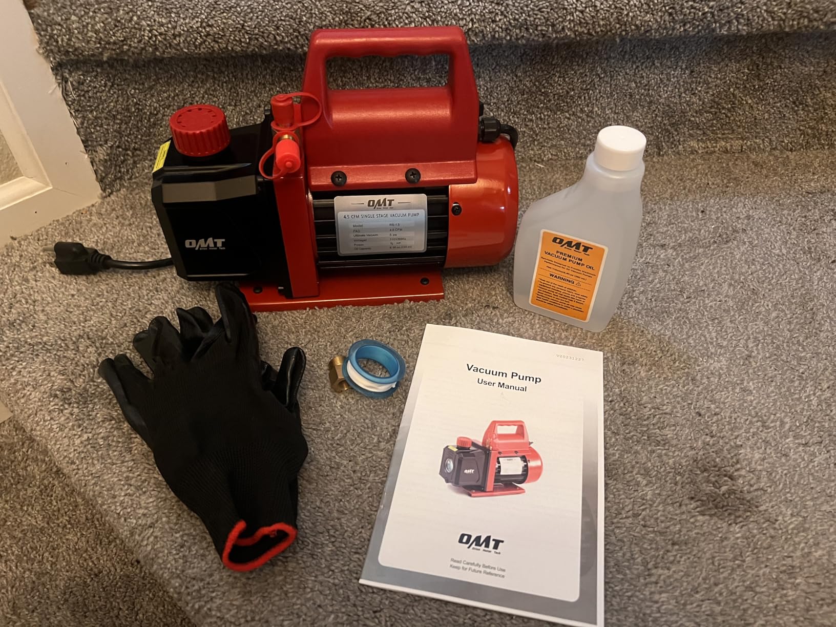 Orion Motor Tech Vacuum Pump, 4.5 cfm 1/3 hp HVAC Single Stage Vacuum Pump for R12 R22 R134a R410a R502, Auto AC Vacuum Pump Kit for Automotive Air Conditioner Resin Degassing & More, Oil Included customer photo 1