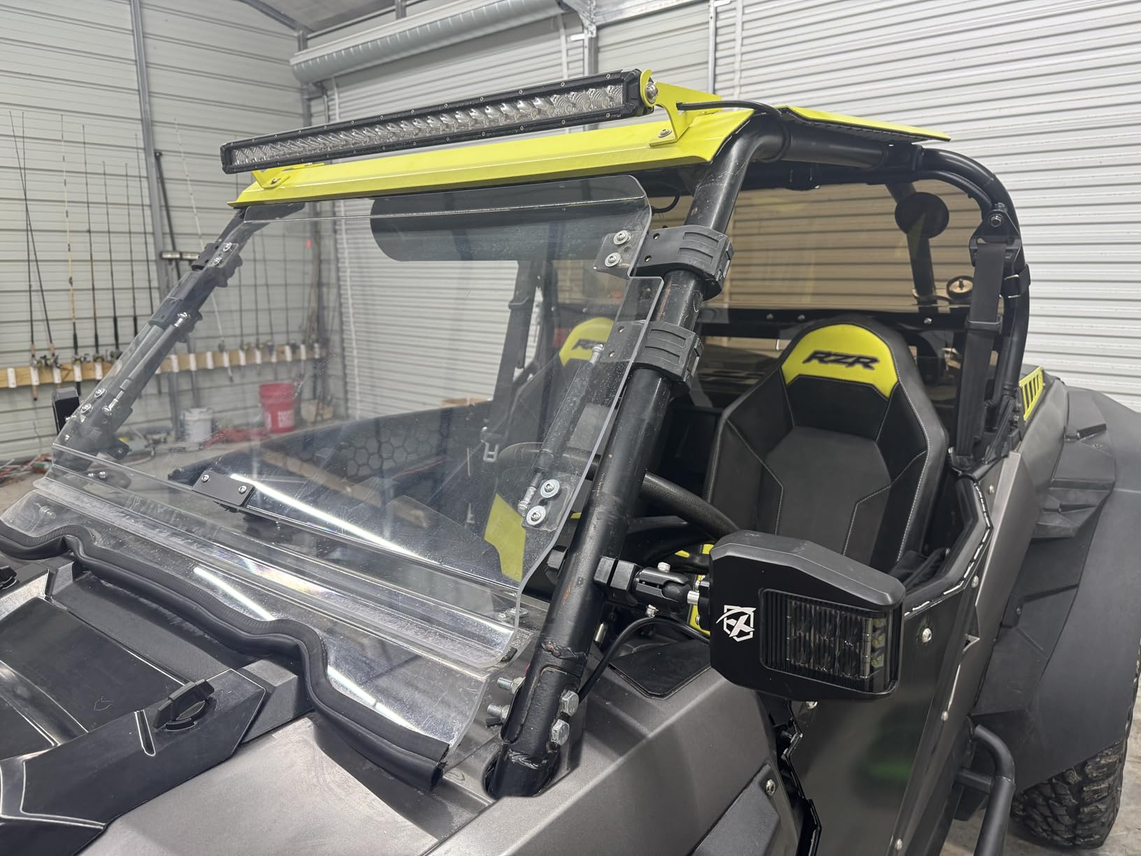 Xprite UTV LED Side Rear View Mirrors Light Aluminum w/Puddle Lights, Fits 1.75