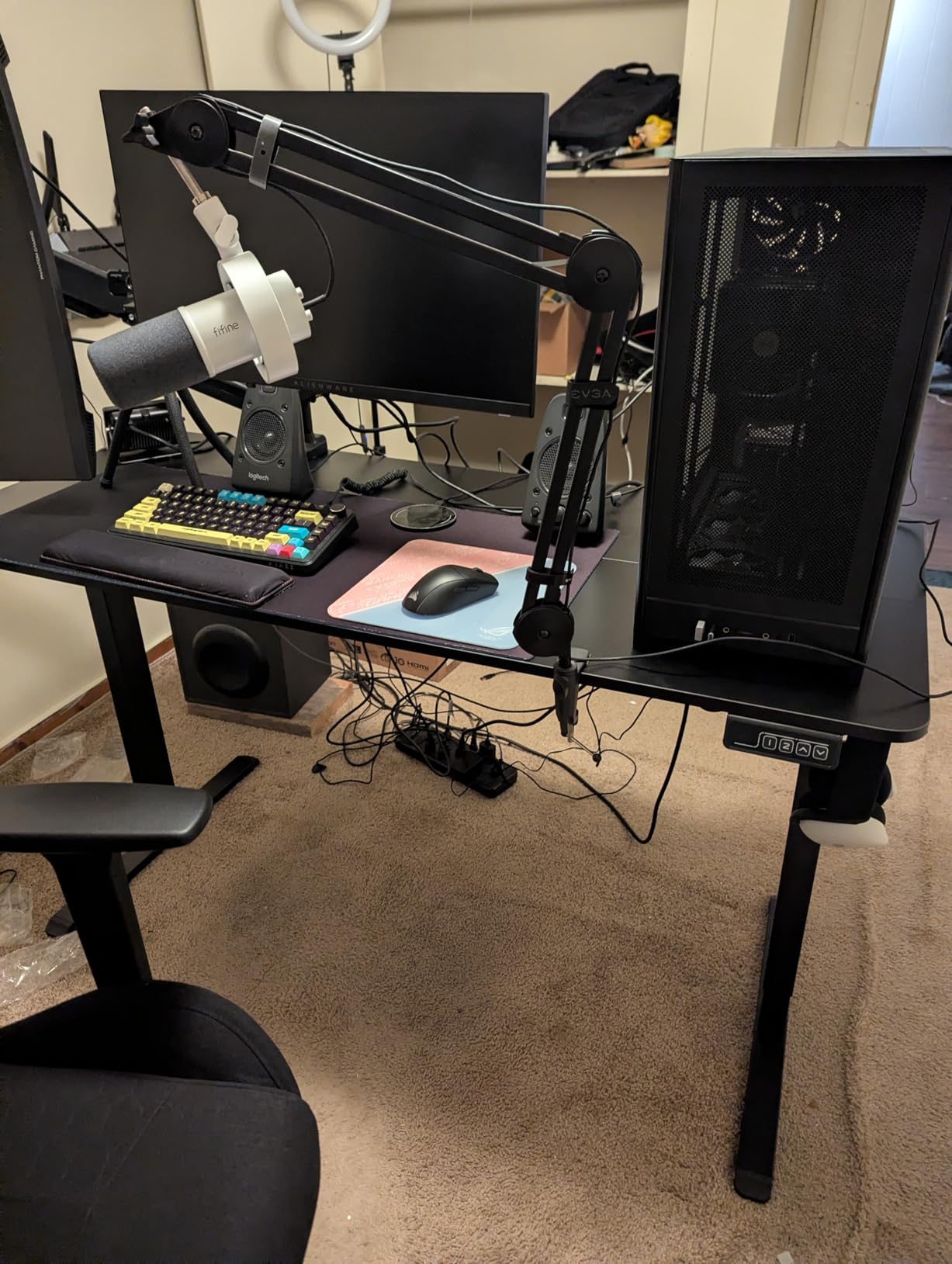 Furmax 55 x 24 Inches Electric Height Adjustable Standing Desk Large Sit Stand Up Desk Home Office Computer Desk Memory Preset with T-Shaped Metal Bracket, Black customer photo 2